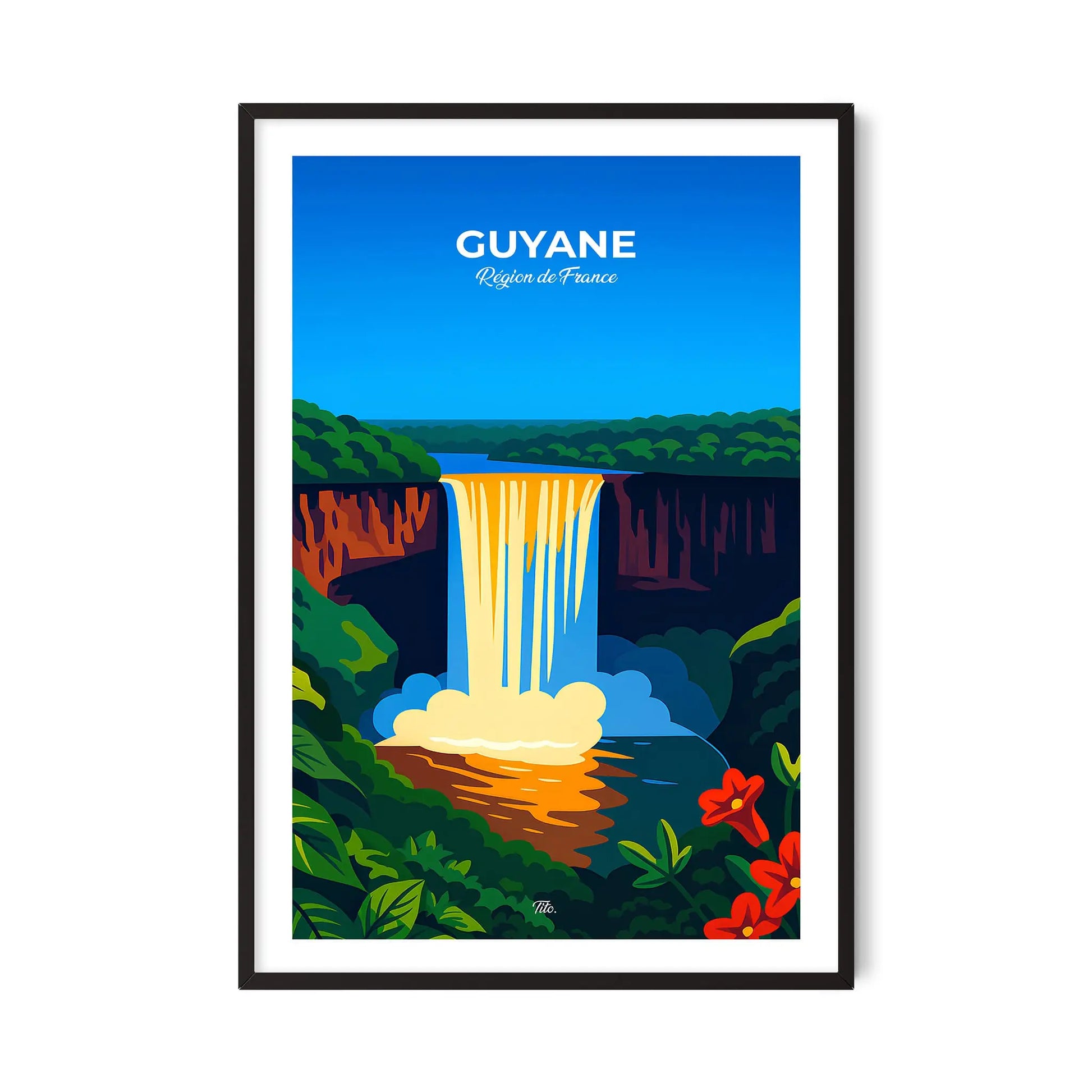 Affiche Guyane - Poster vintage, impression artistique murale