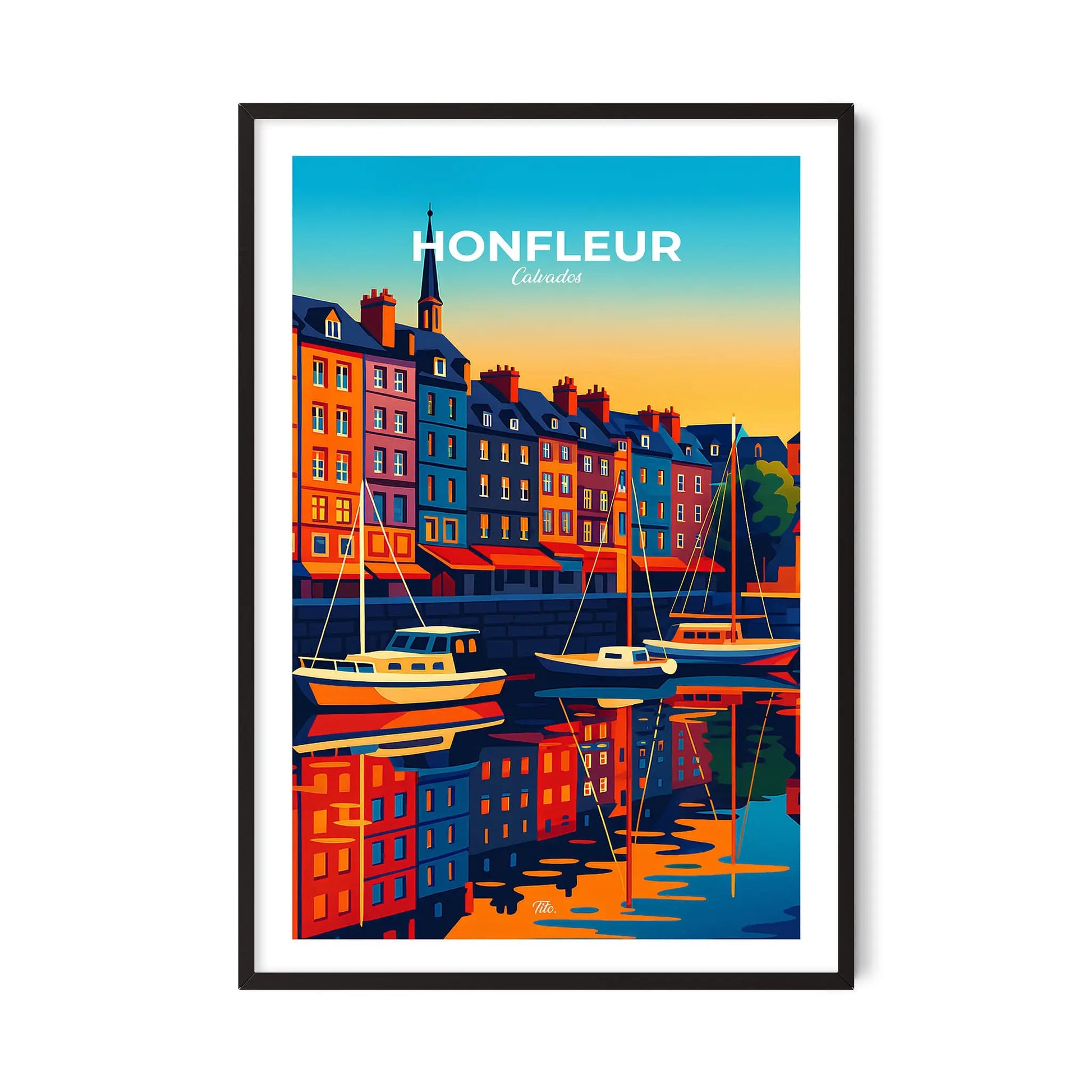 Affiche Honfleur - Poster vintage, impression artistique murale