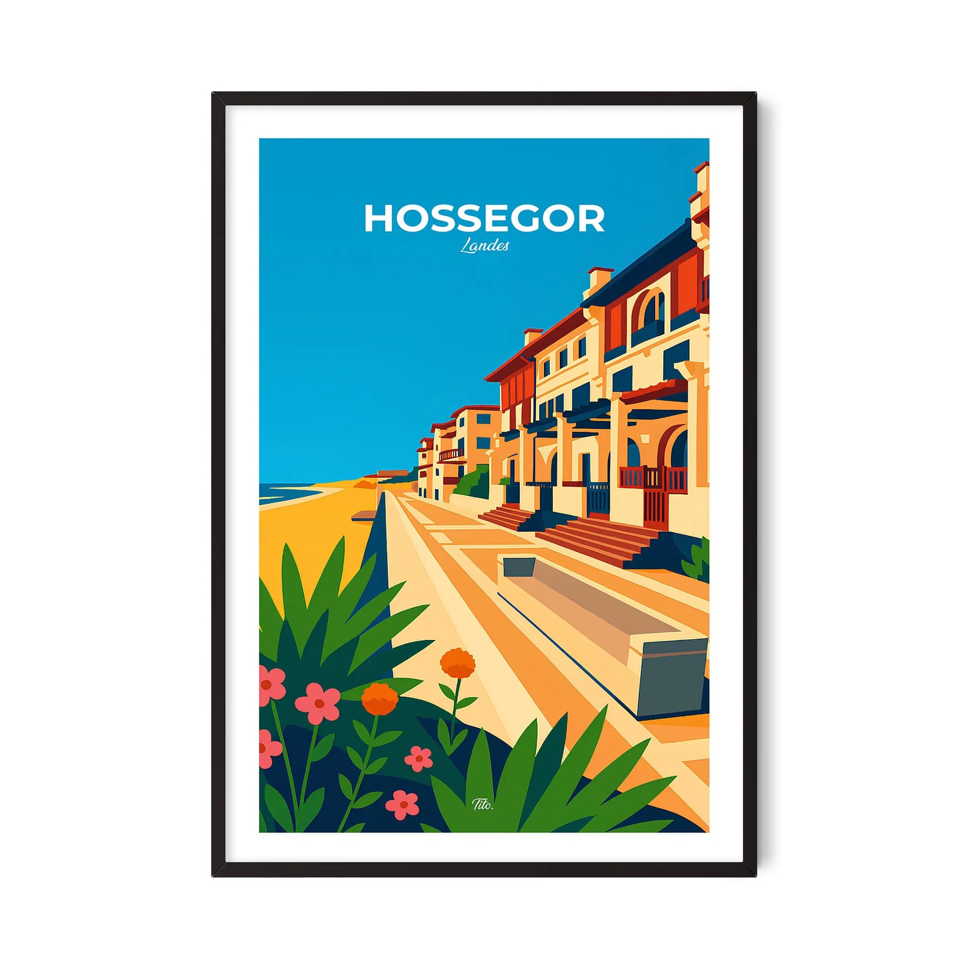 Affiche Hossegor - Poster vintage, impression artistique murale