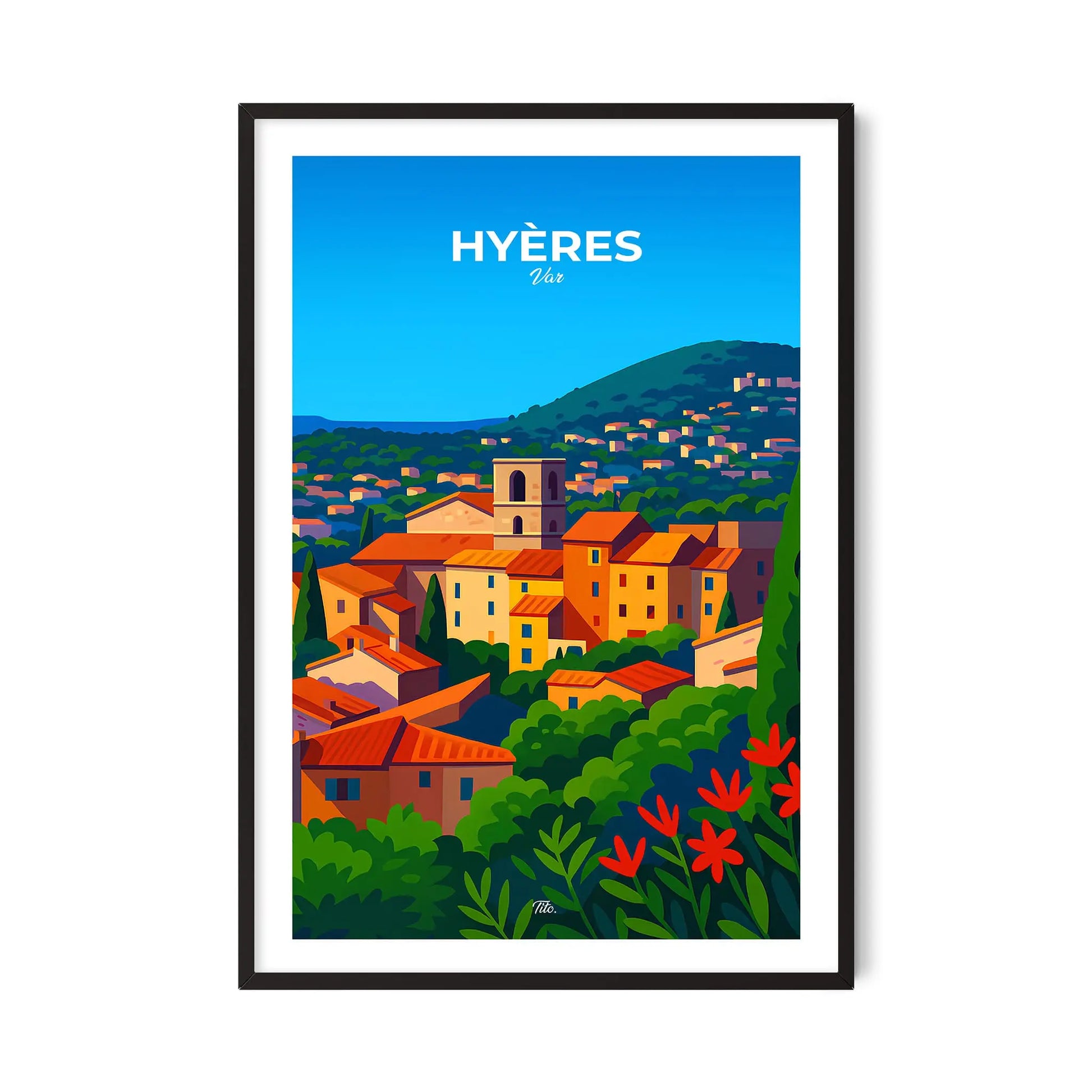 Affiche Hyères - Poster vintage, impression artistique murale