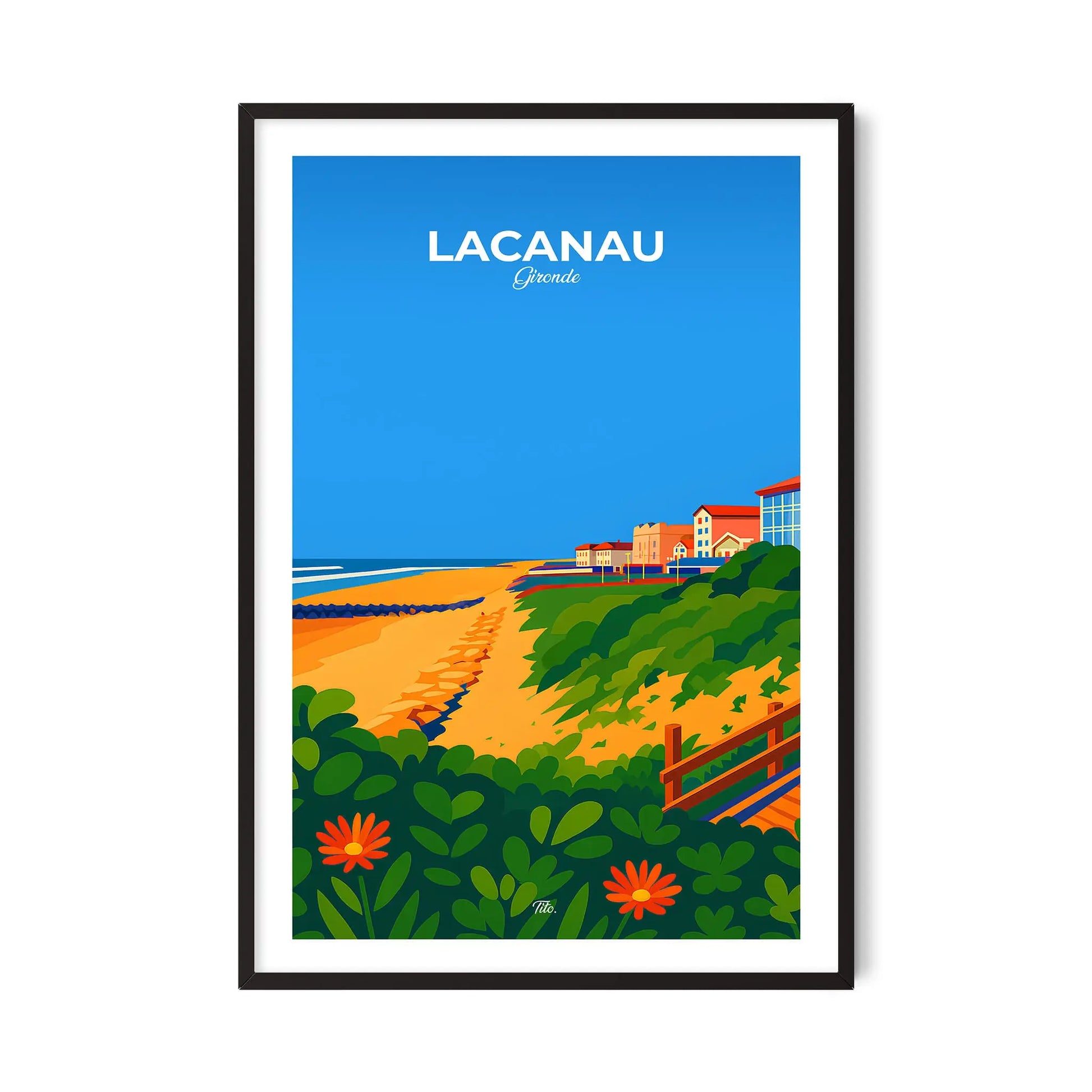 Affiche Lacanau - Poster vintage, impression artistique murale