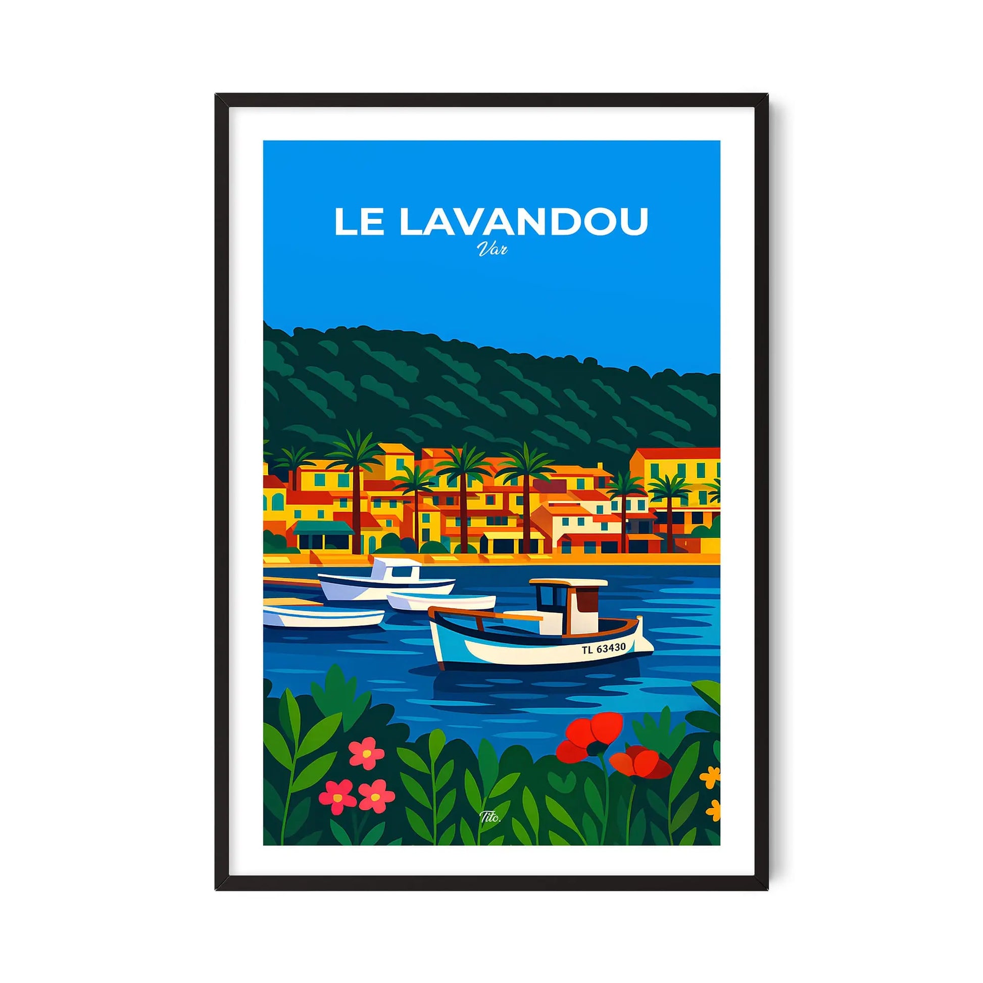 Affiche Le Lavandou - Poster vintage, impression artistique murale