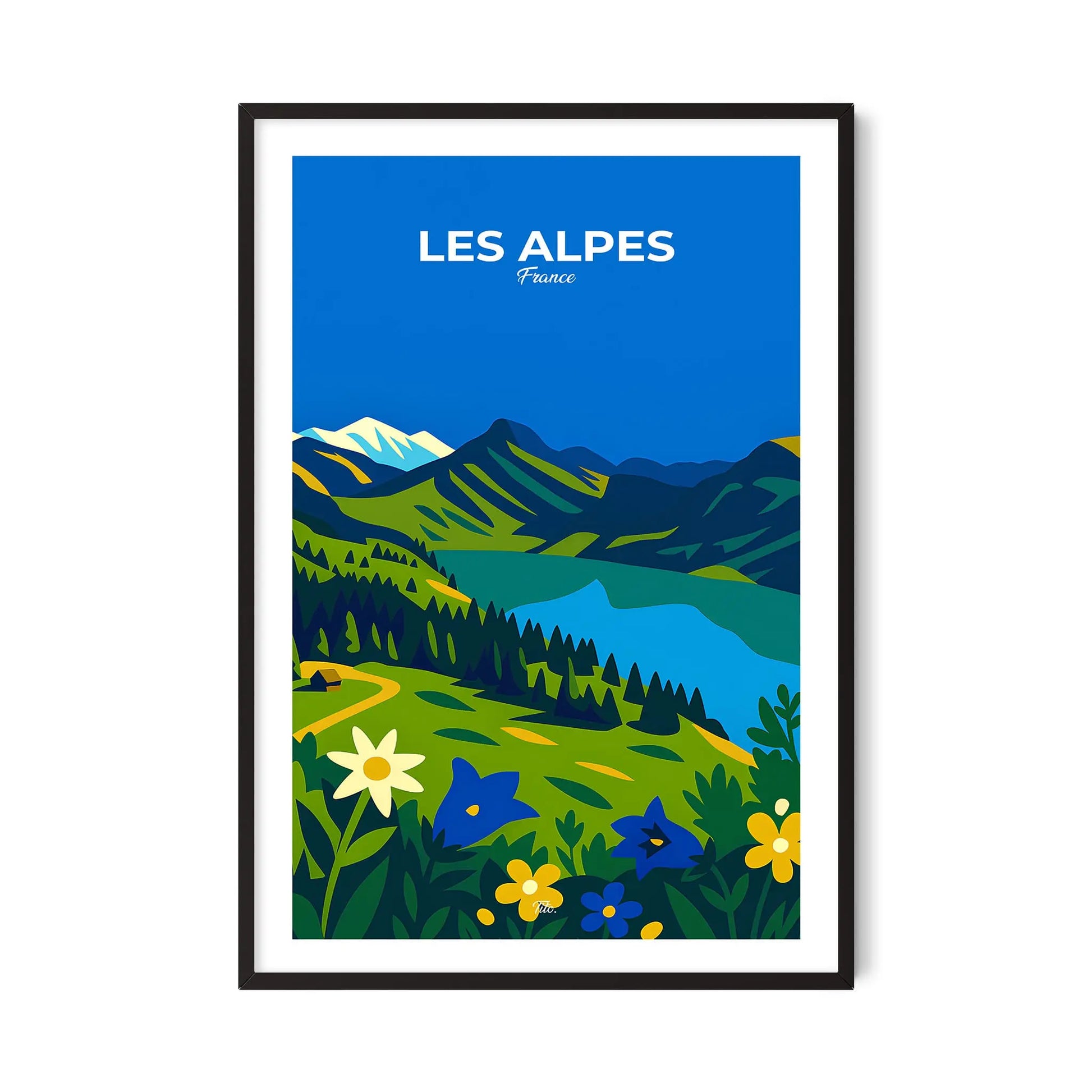 Affiche Les Alpes - Poster vintage, impression artistique murale
