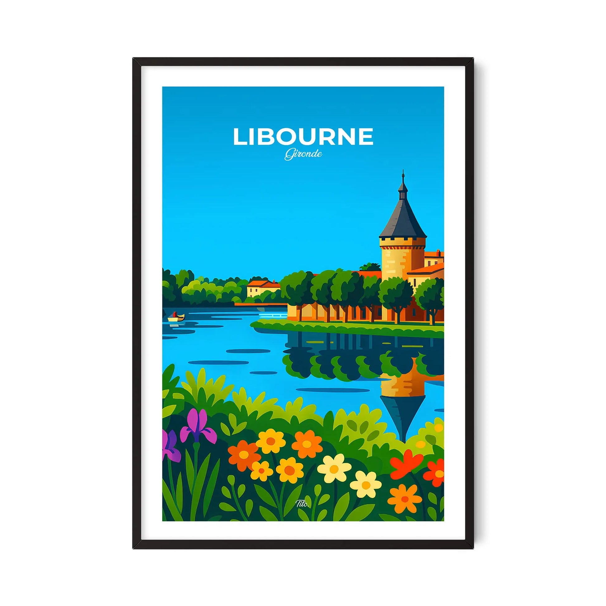 Affiche Libourne - Poster vintage, impression artistique murale