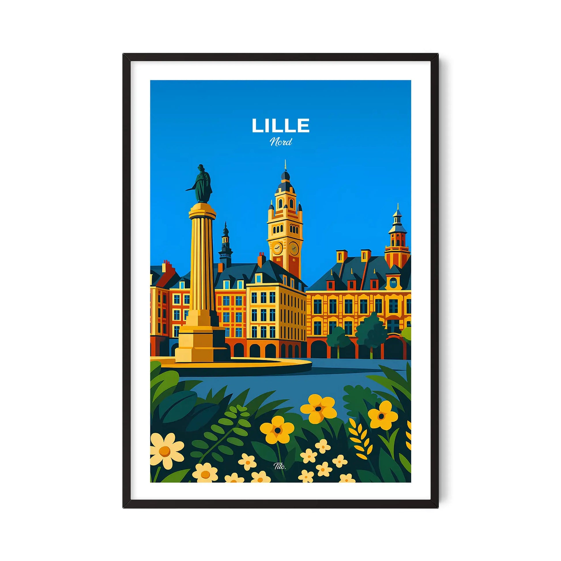 Affiche Lille - Poster vintage, impression artistique murale