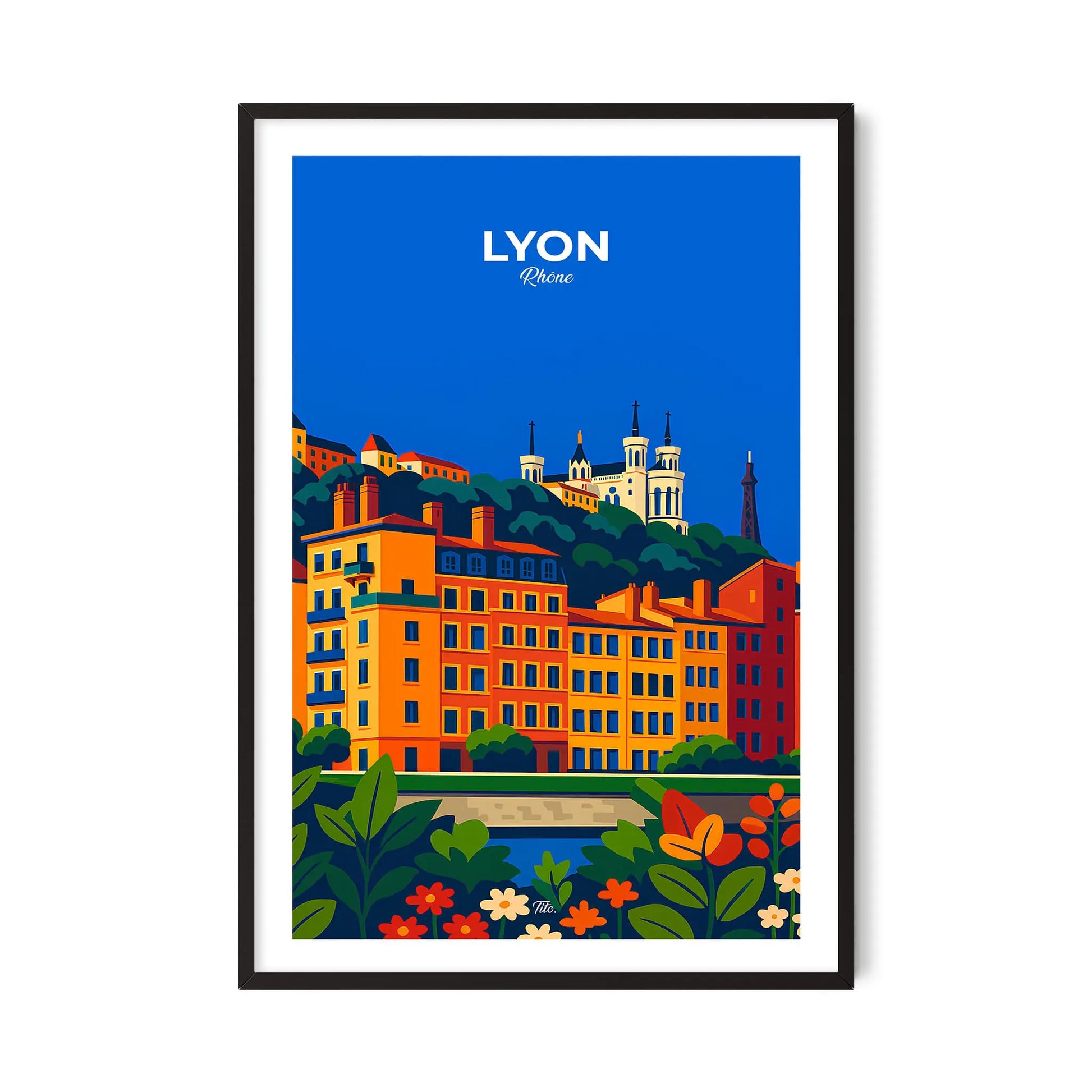 Affiche Lyon - Poster vintage, impression artistique murale