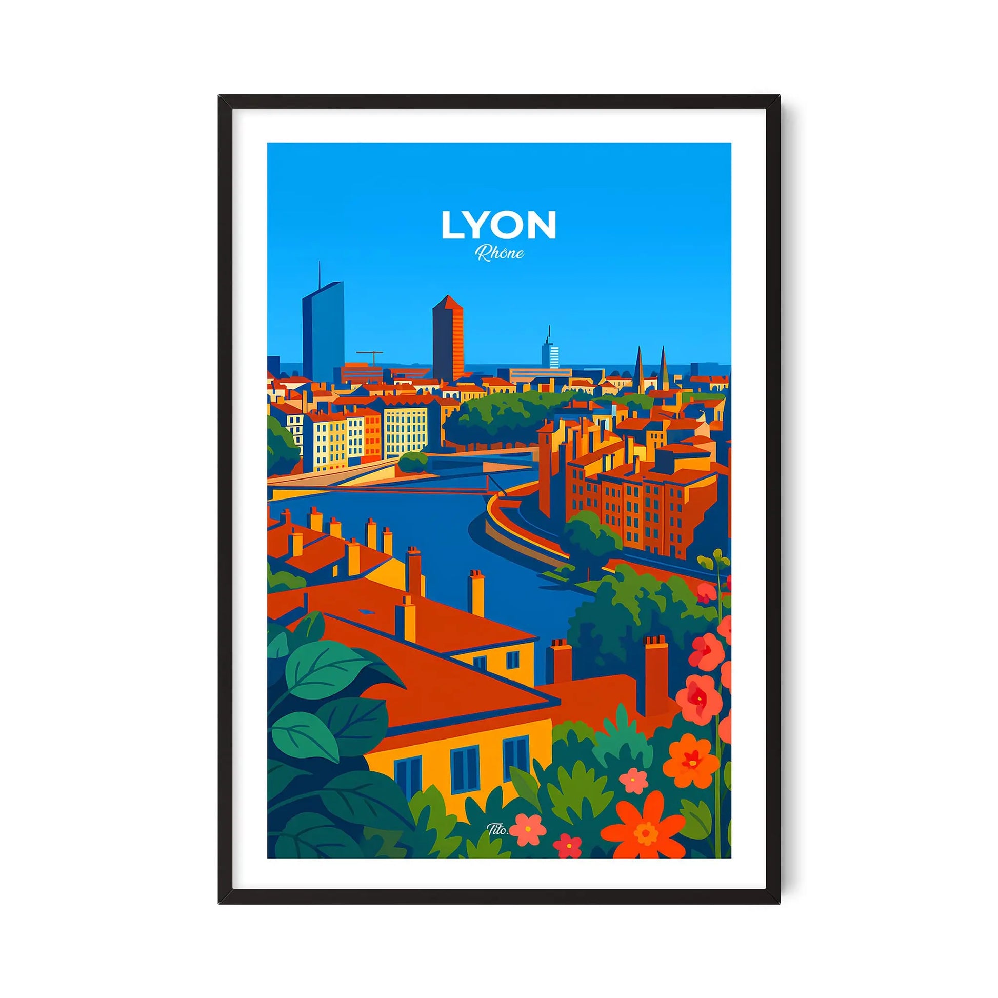 Affiche Lyon - Poster vintage, impression artistique murale
