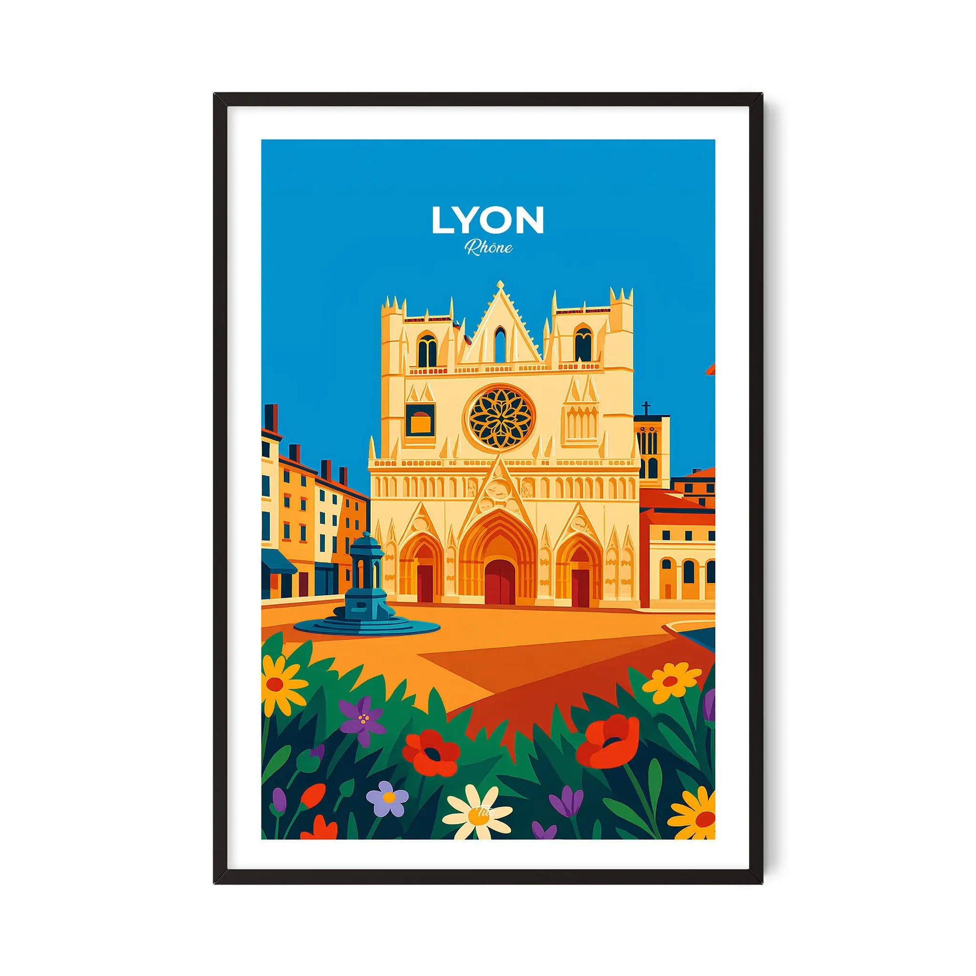 Affiche Lyon - Poster vintage, impression artistique murale