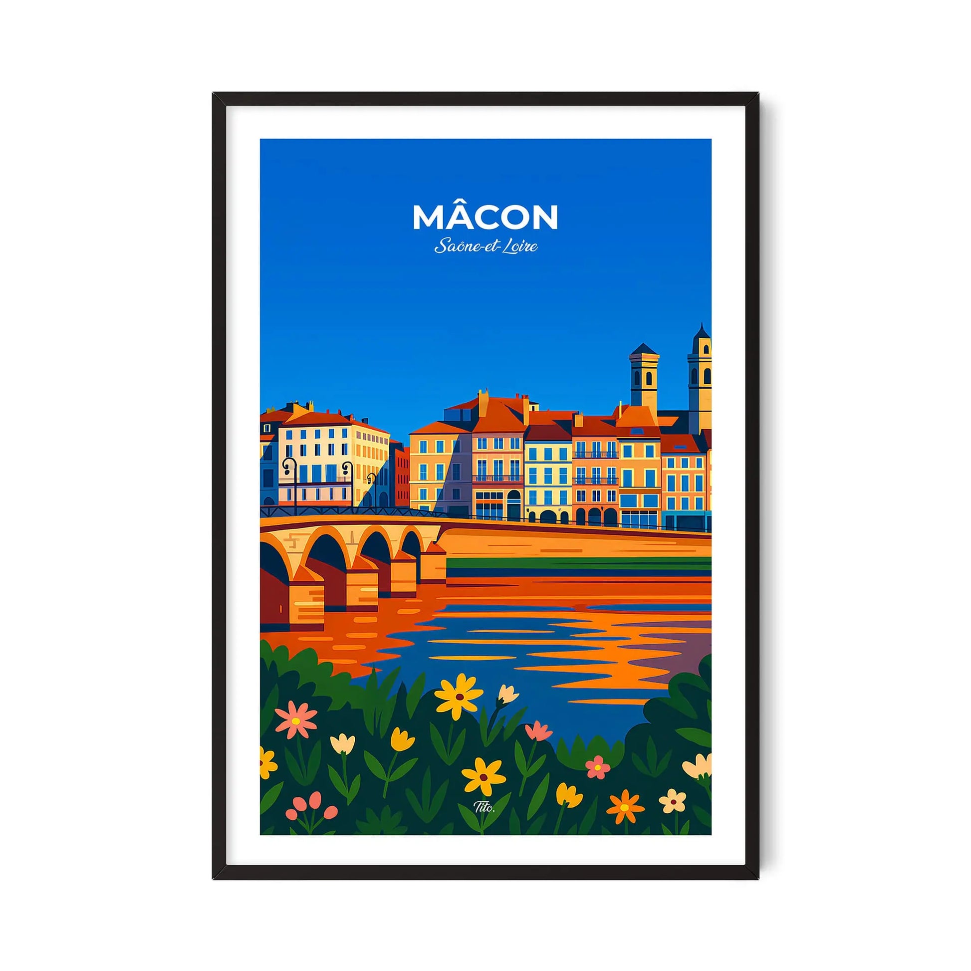 Affiche Mâcon - Poster vintage, impression artistique murale
