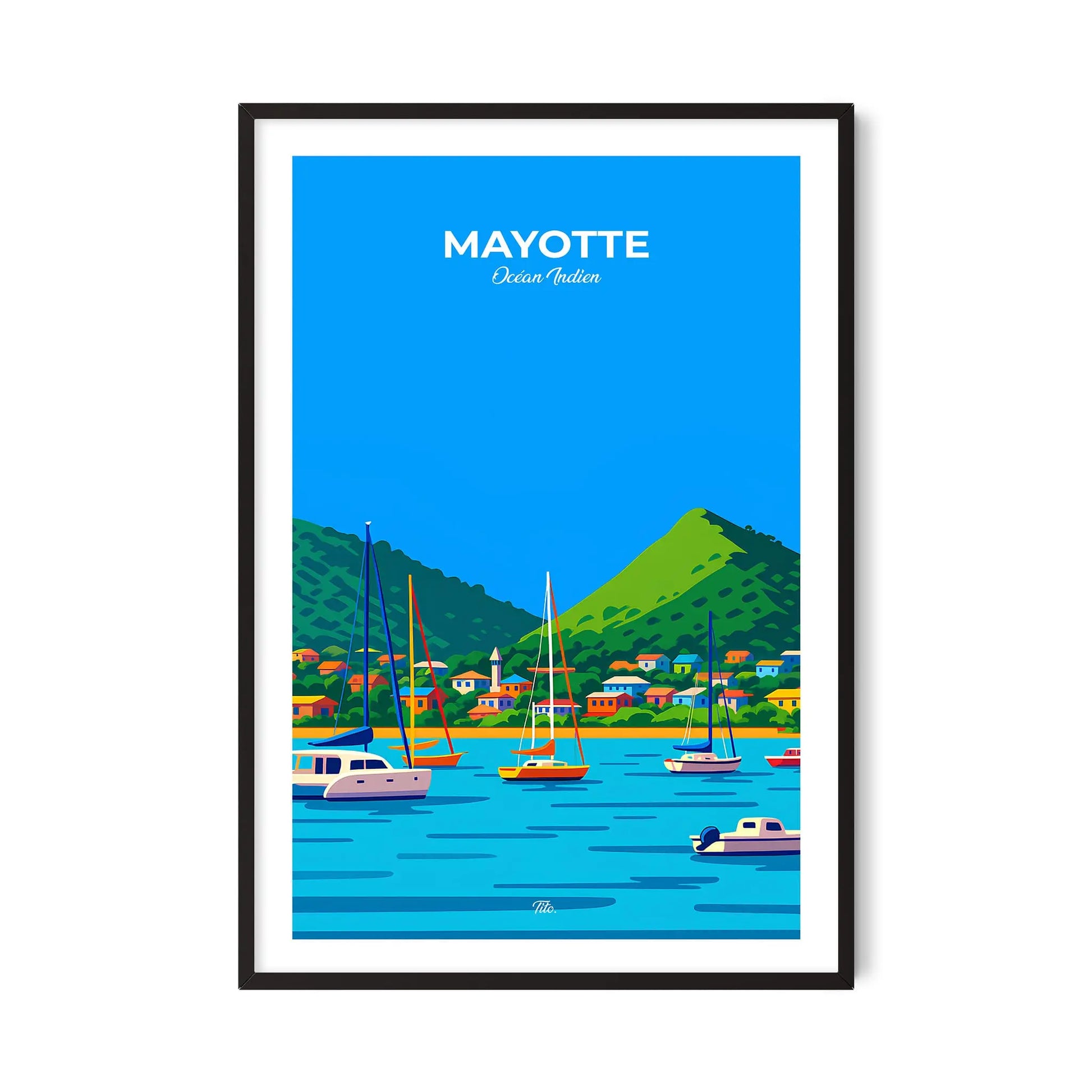 Affiche Mayotte - Poster vintage, impression artistique murale