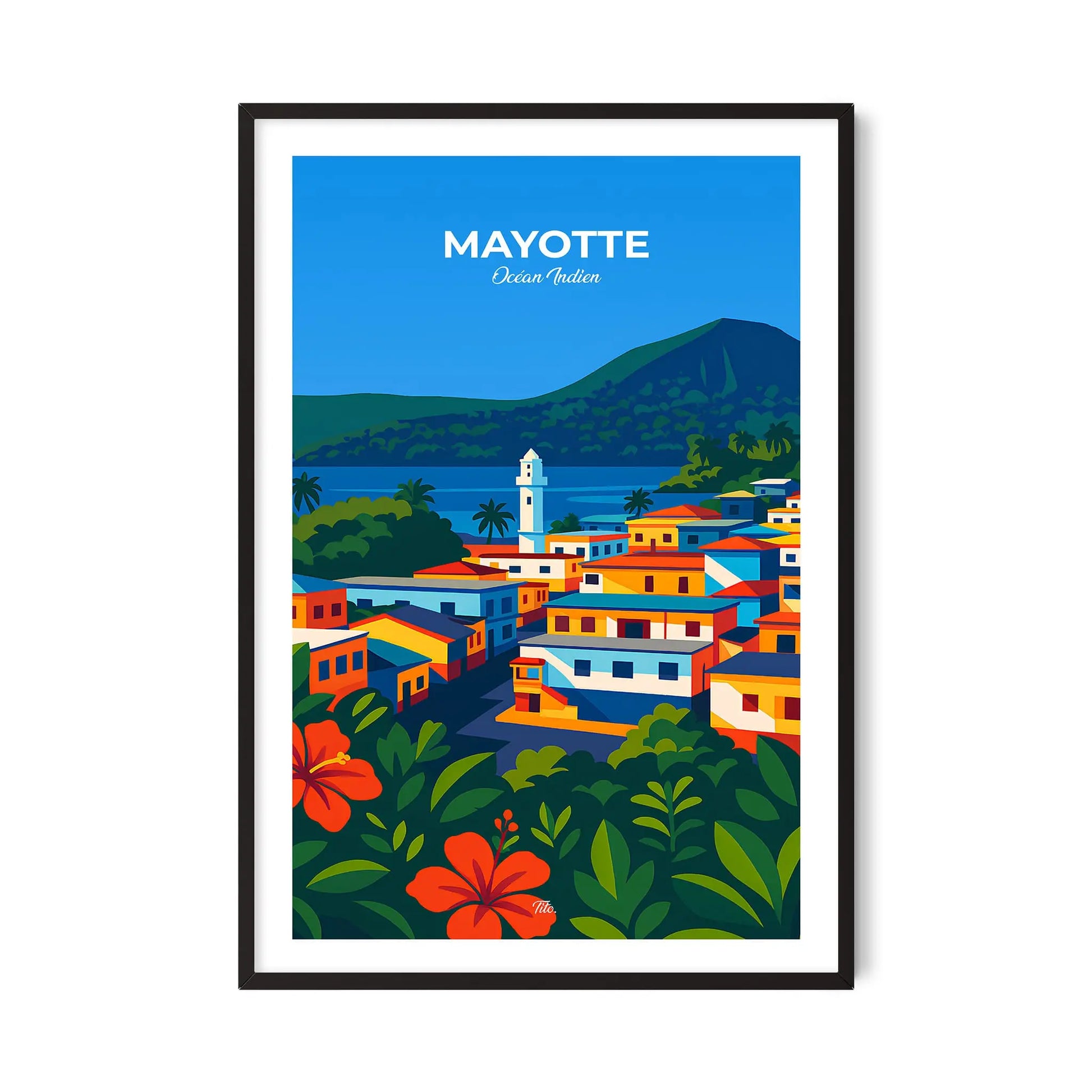 Affiche Mayotte - Poster vintage, impression artistique murale