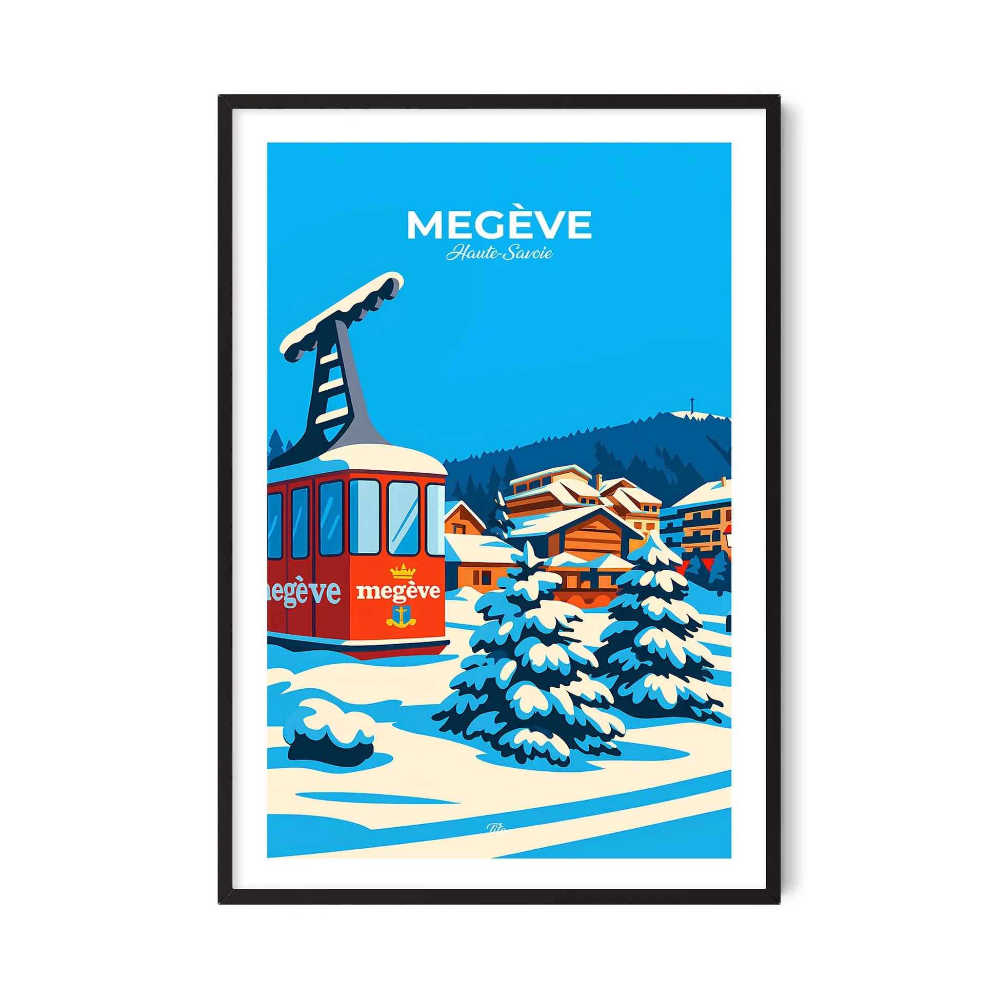 Affiche Megève - Poster vintage, impression artistique murale