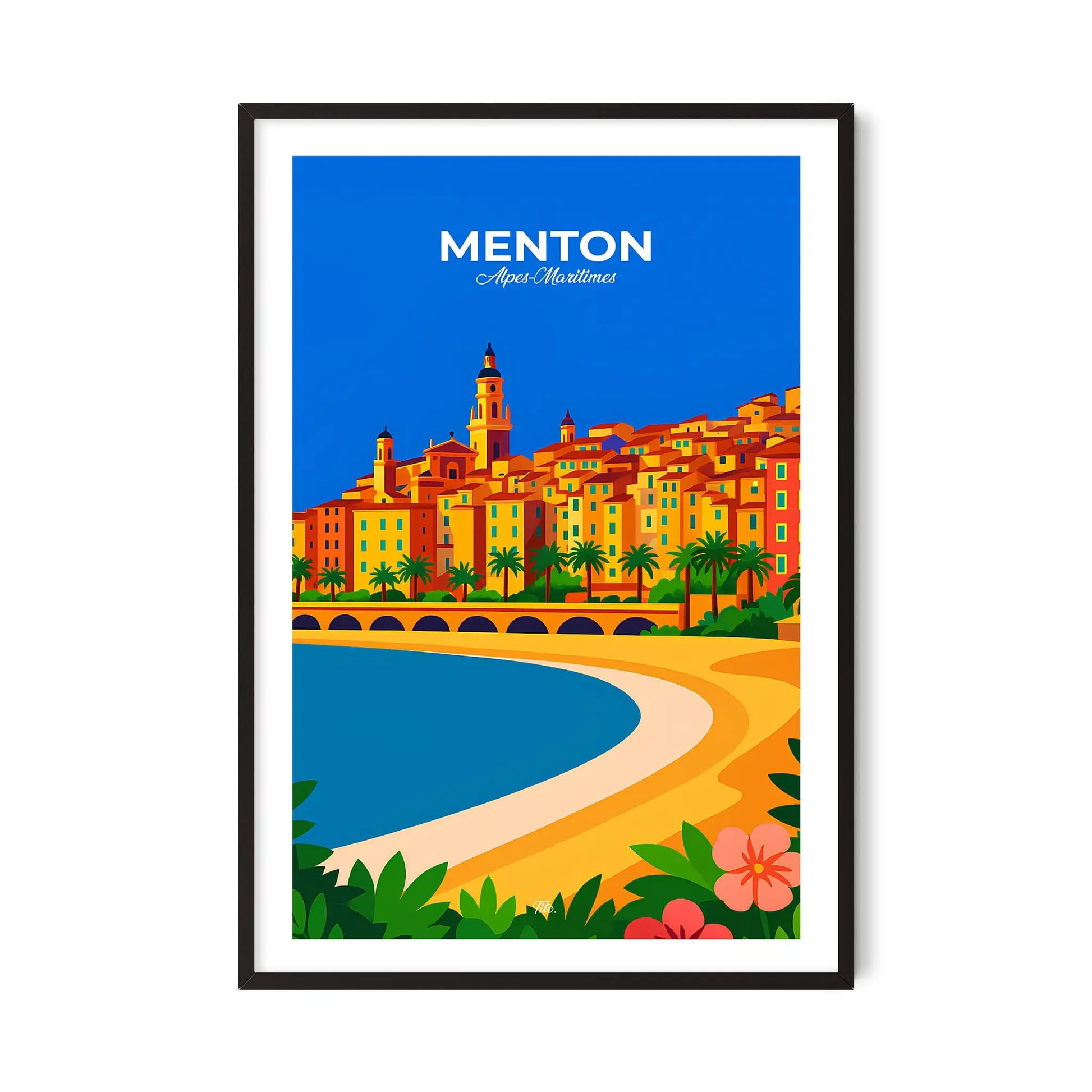 Affiche Menton - Poster vintage, impression artistique murale
