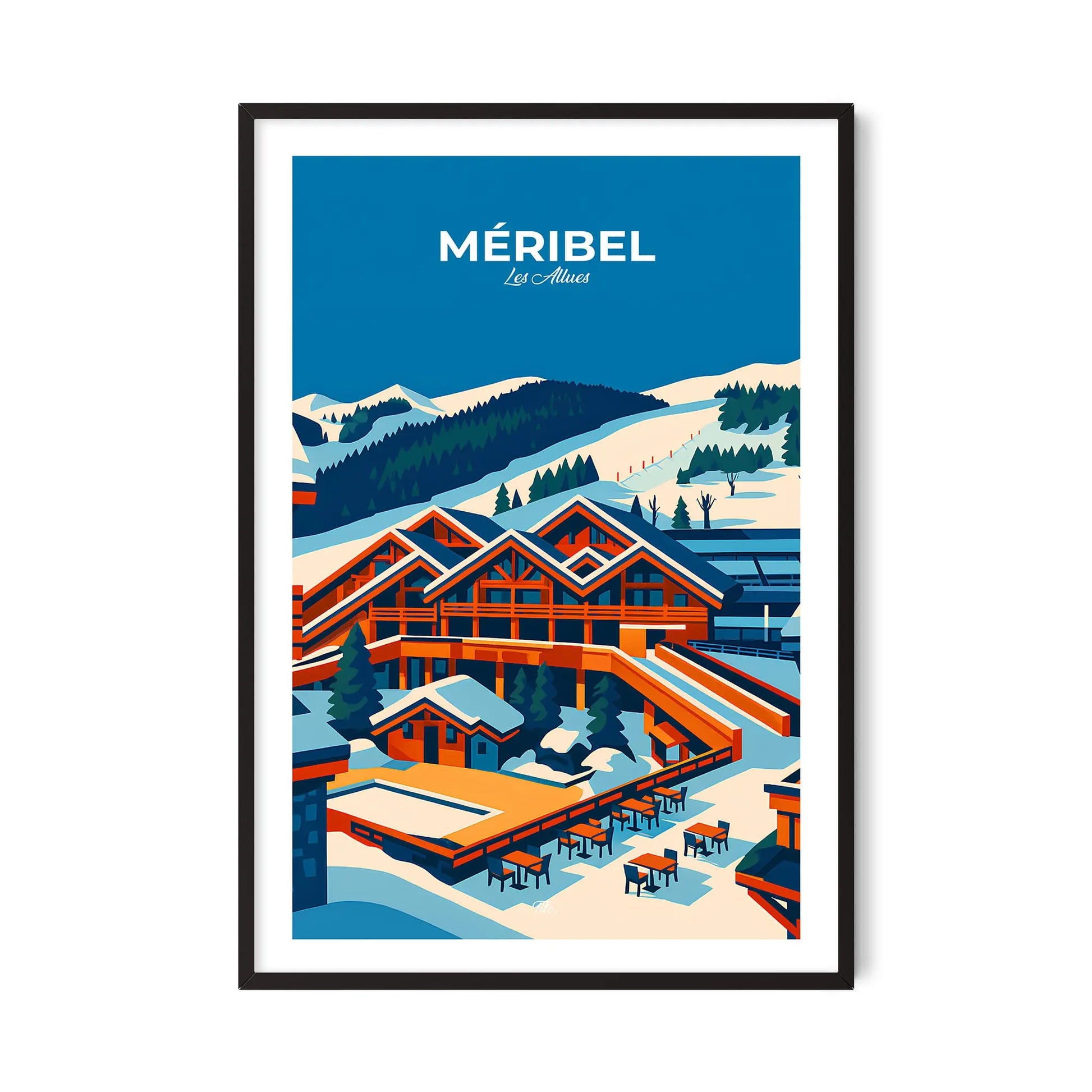 Affiche Méribel - Poster vintage, impression artistique murale