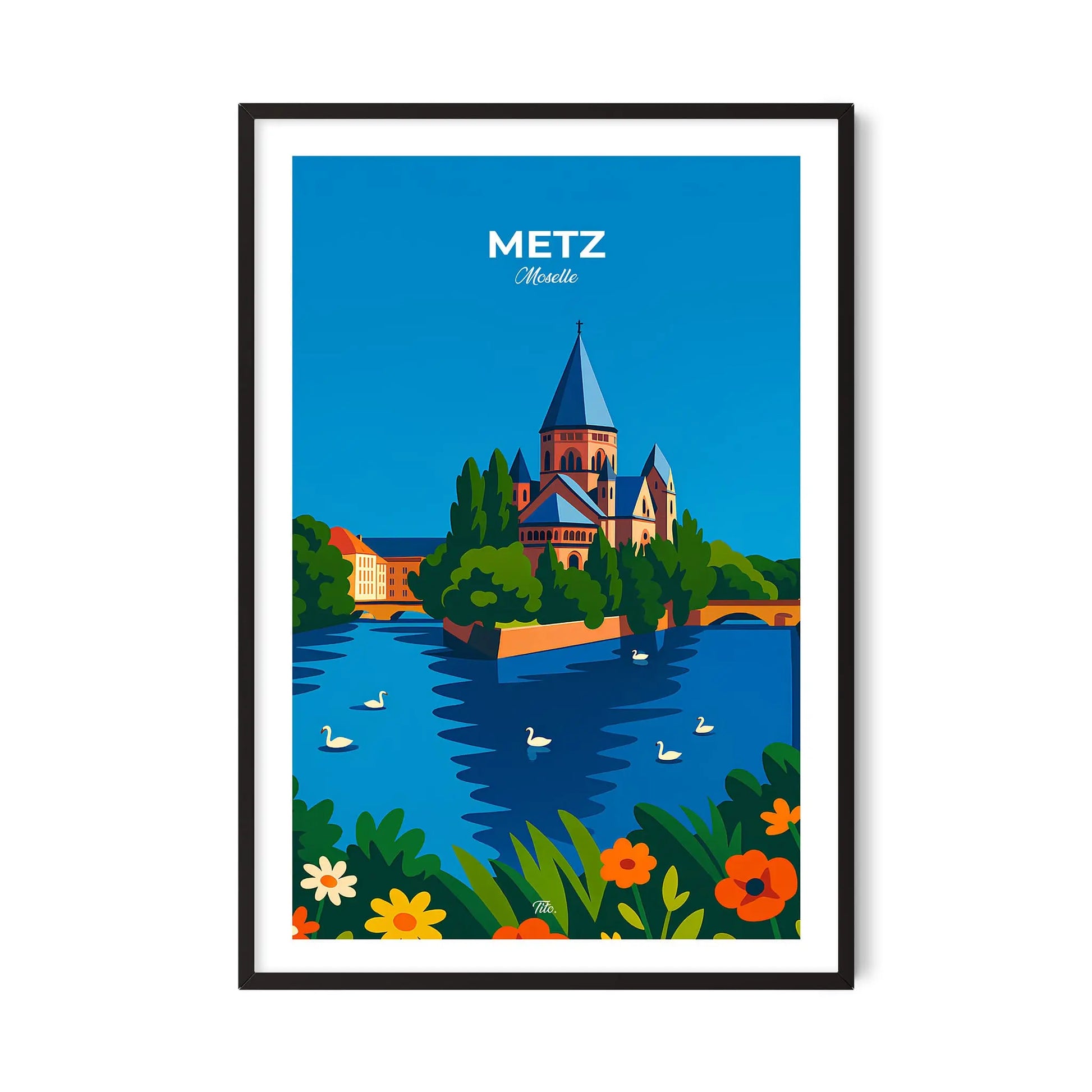 Affiche Metz - Poster vintage, impression artistique murale