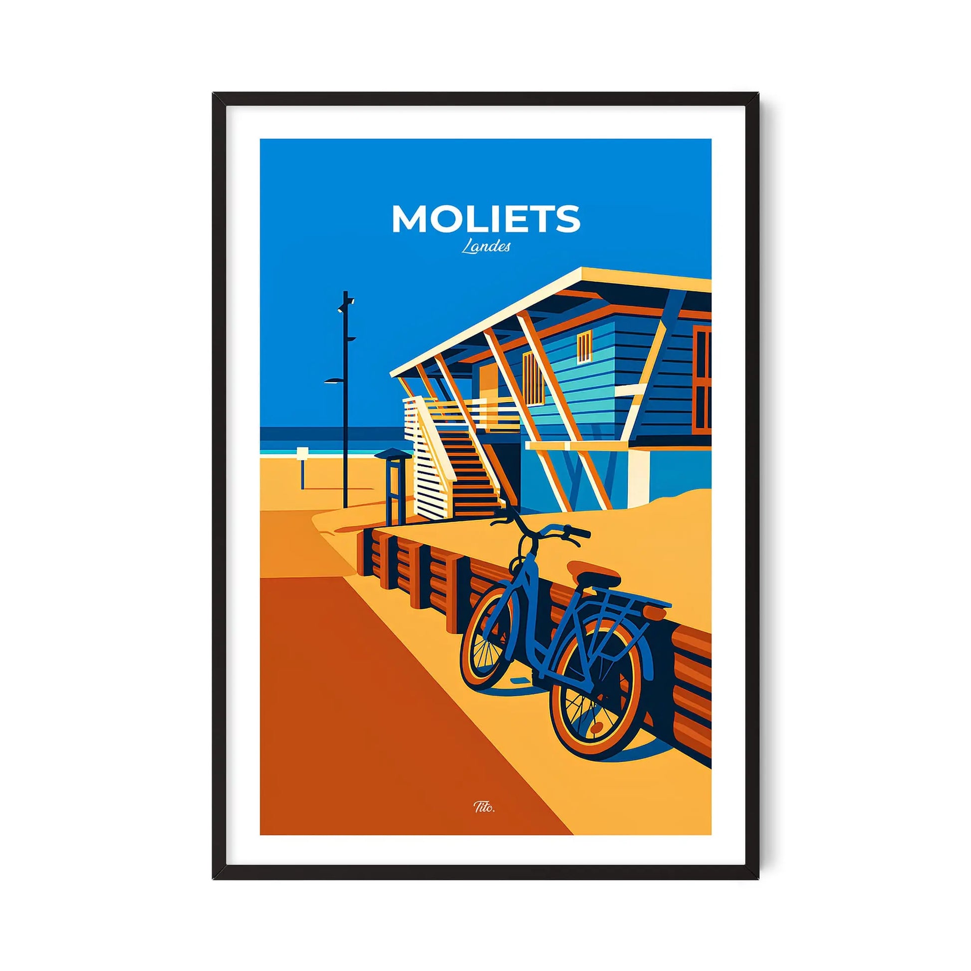 Affiche Moliets - Poster vintage, impression artistique murale