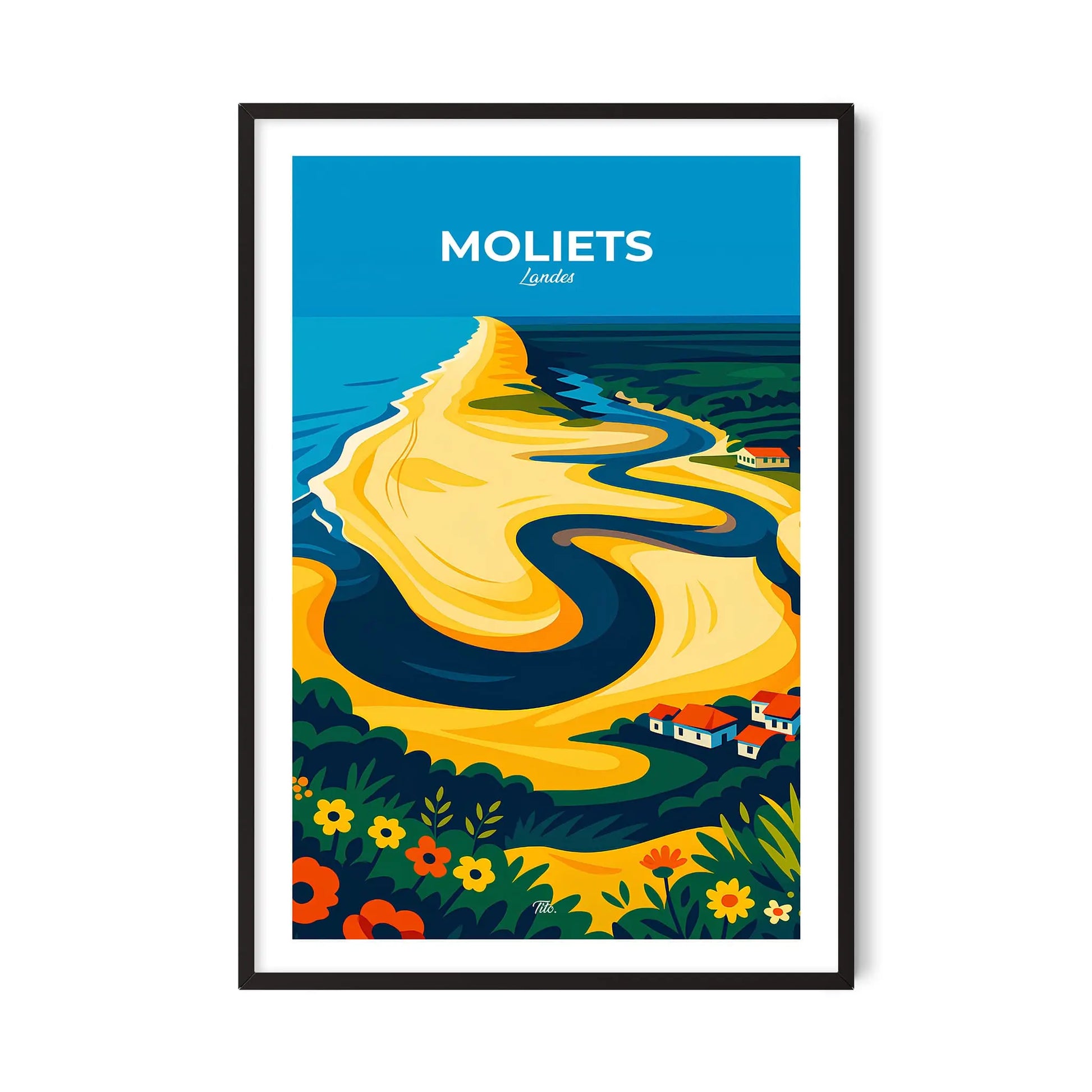 Affiche Moliets - Poster vintage, impression artistique murale