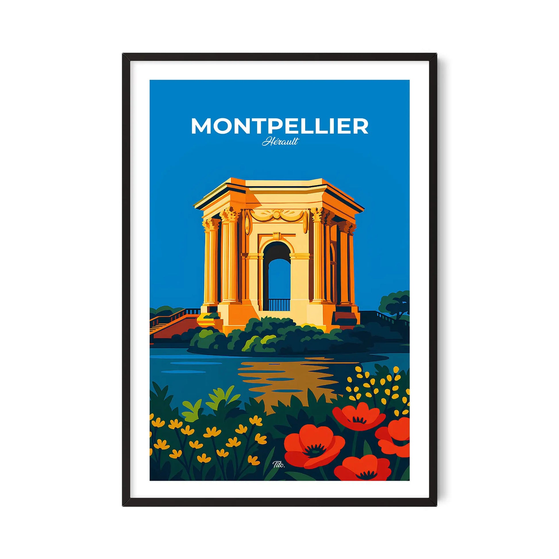 Affiche Montpellier - Poster vintage, impression artistique murale