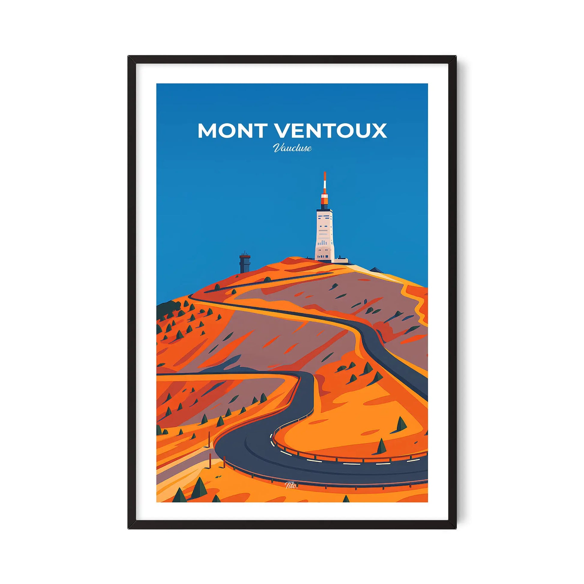 Affiche Mont Ventoux - Poster vintage, impression artistique murale