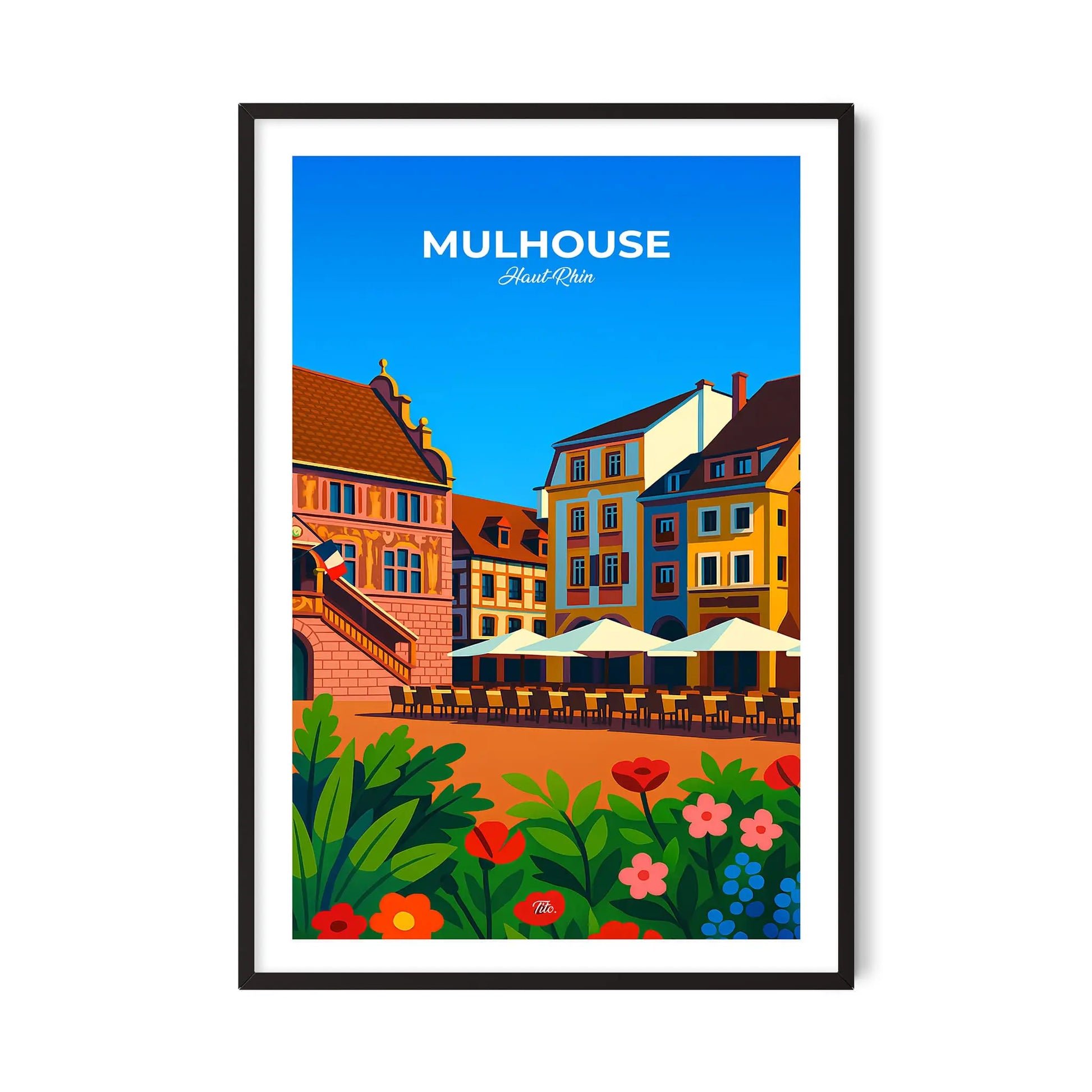 Affiche Mulhouse - Poster vintage, impression artistique murale