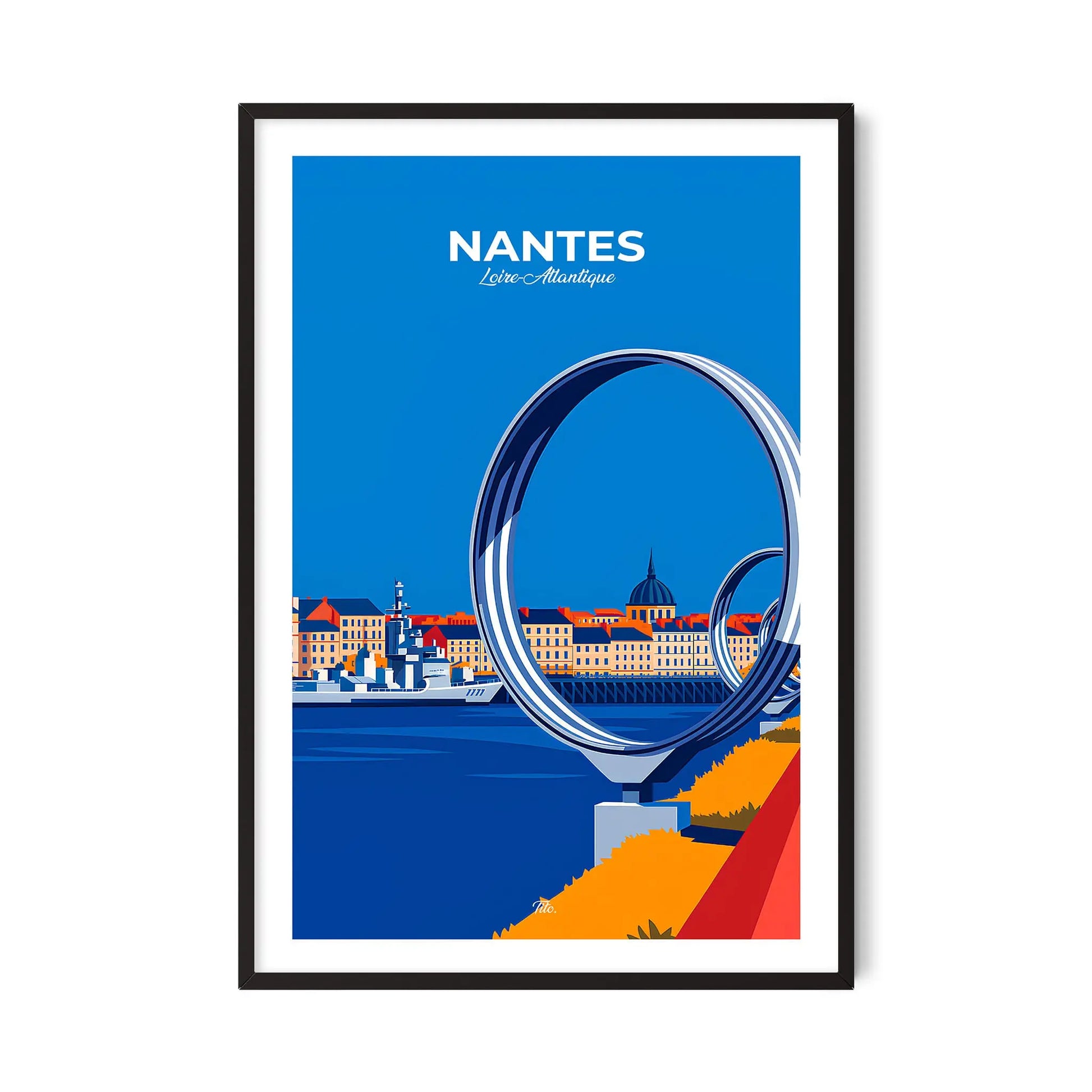 Affiche Nantes - Poster vintage, impression artistique murale