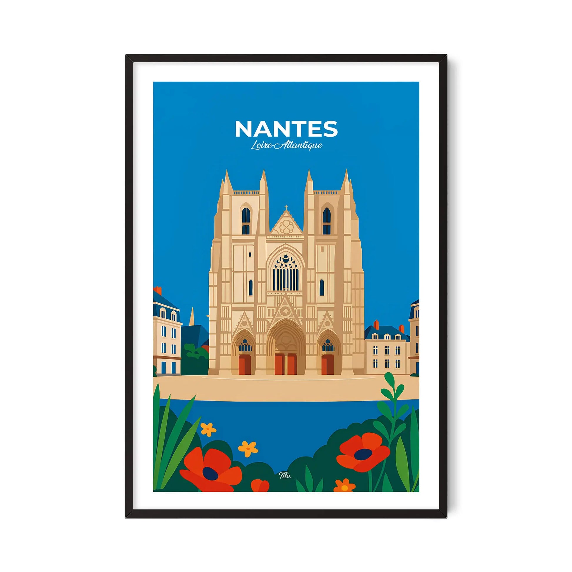Affiche Nantes - Poster vintage, impression artistique murale