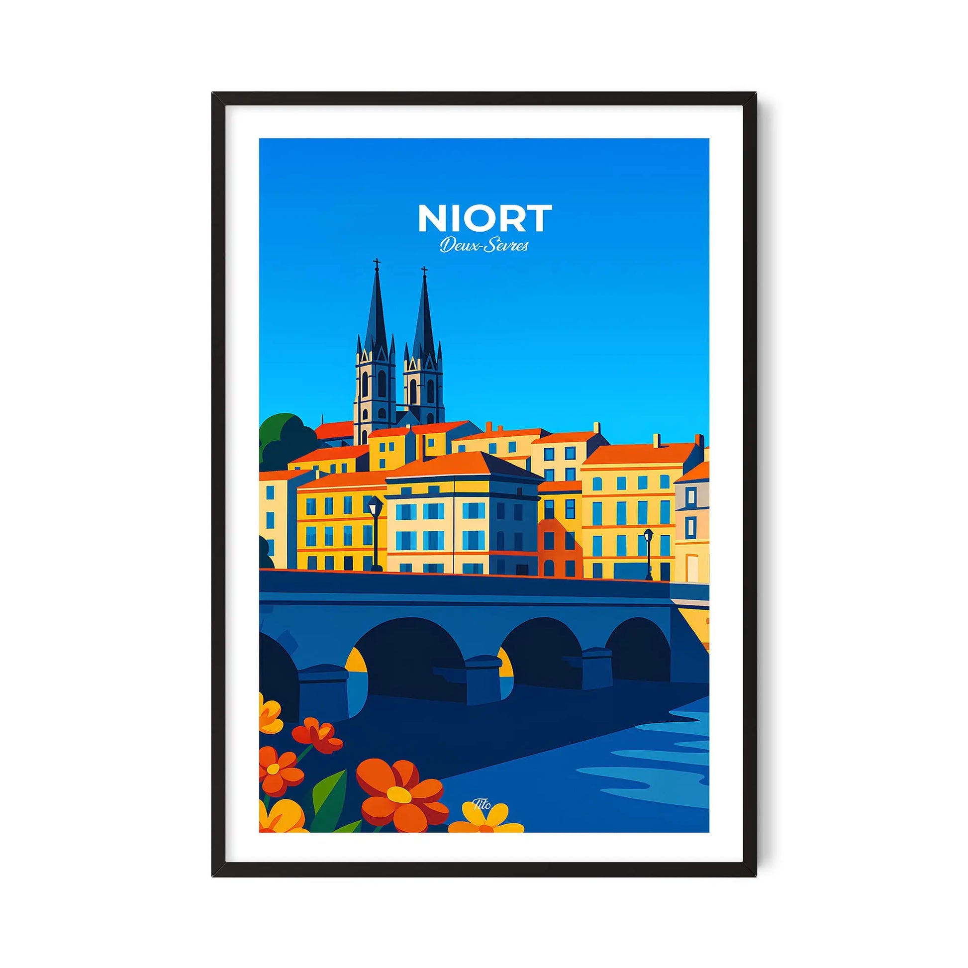 Affiche Niort - Poster vintage, impression artistique murale