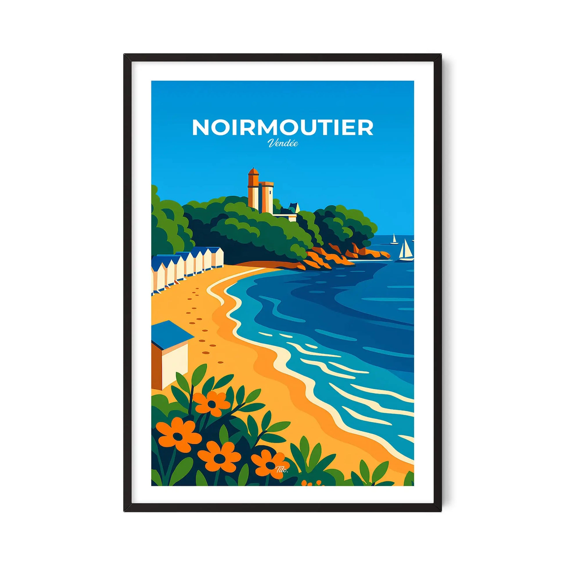 Affiche Noirmoutier - Poster vintage, impression artistique murale