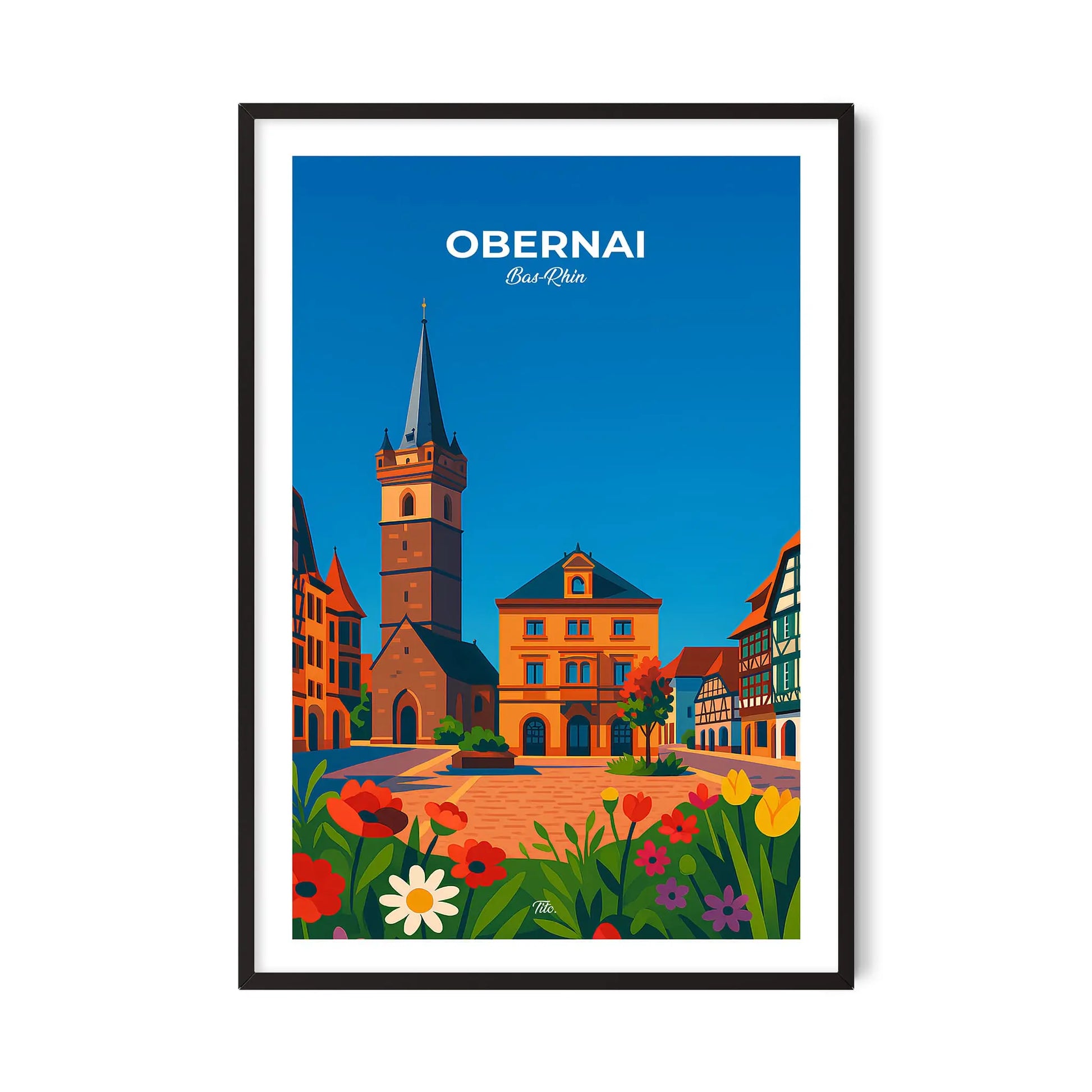 Affiche Obernai - Poster vintage, impression artistique murale