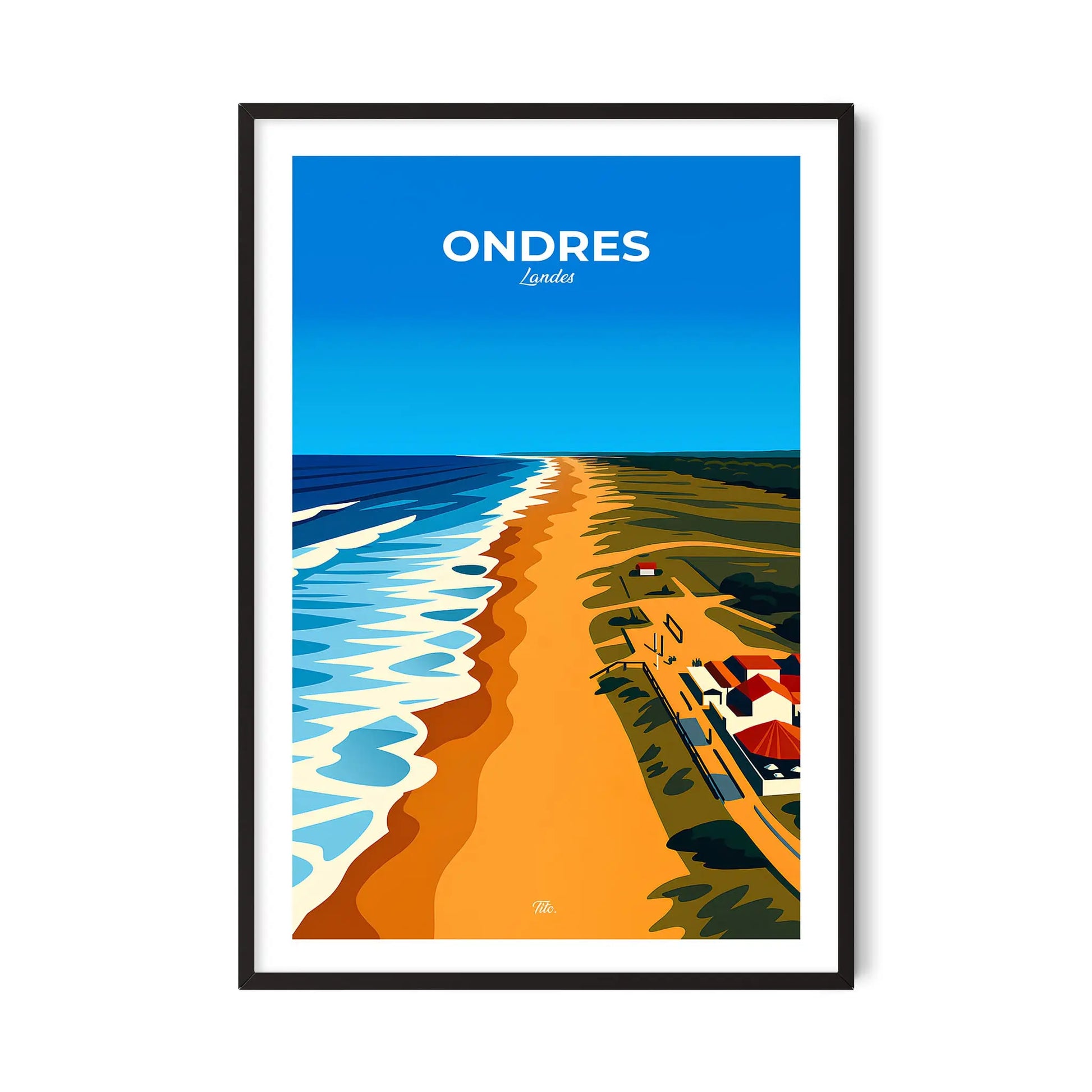 Affiche Ondres - Poster vintage, impression artistique murale