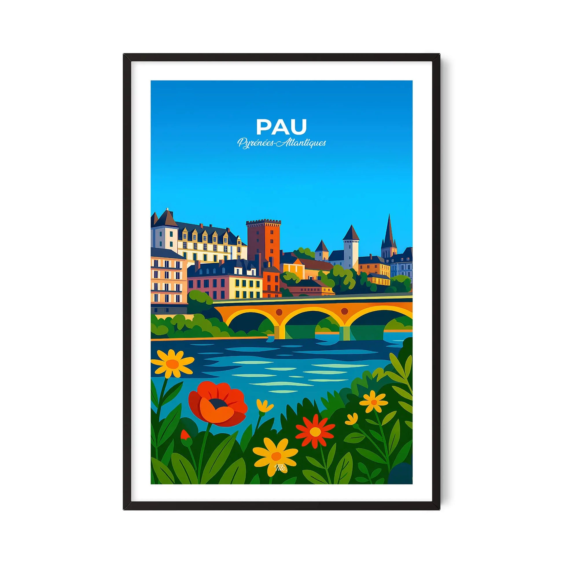 Affiche Pau - Poster vintage, impression artistique murale