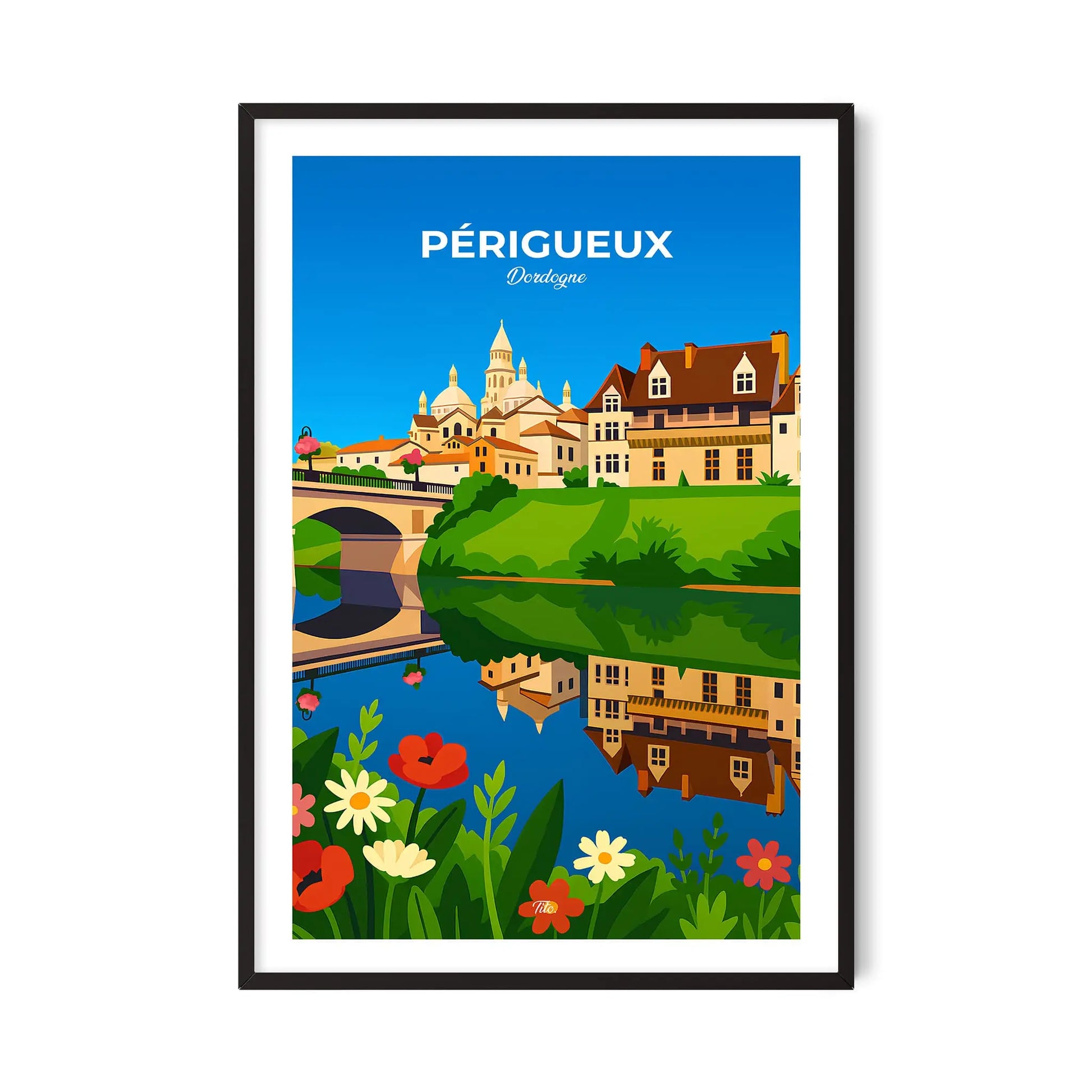 Affiche Périgueux - Poster vintage, impression artistique murale