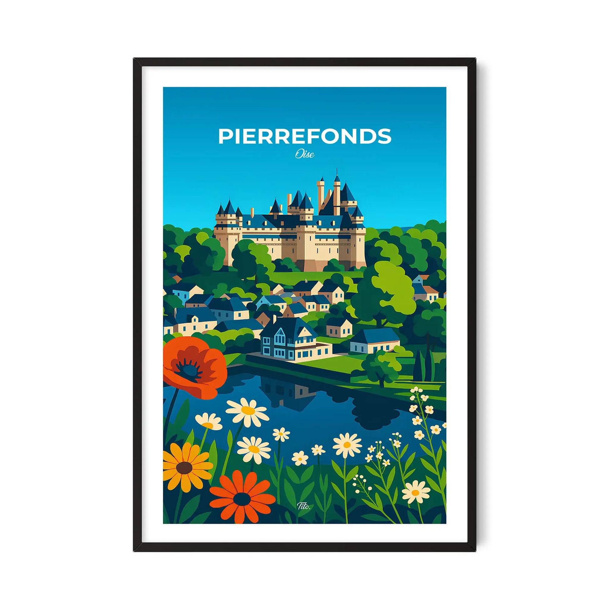 Affiche Pierrefonds - Poster vintage, impression artistique murale