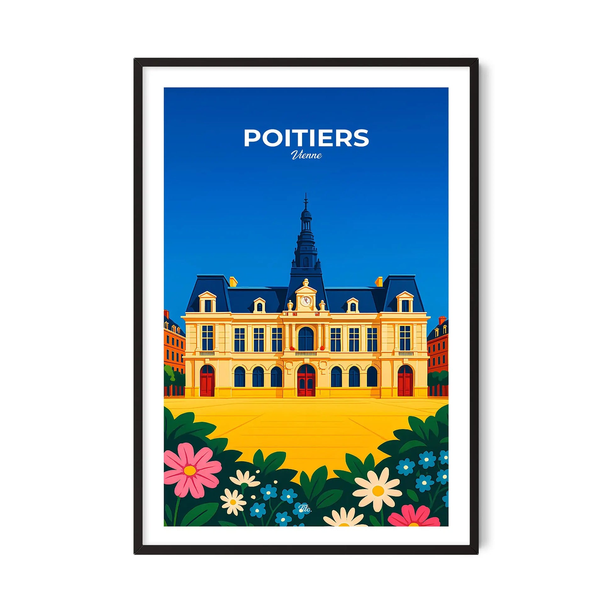 Affiche Poitiers - Poster vintage, impression artistique murale