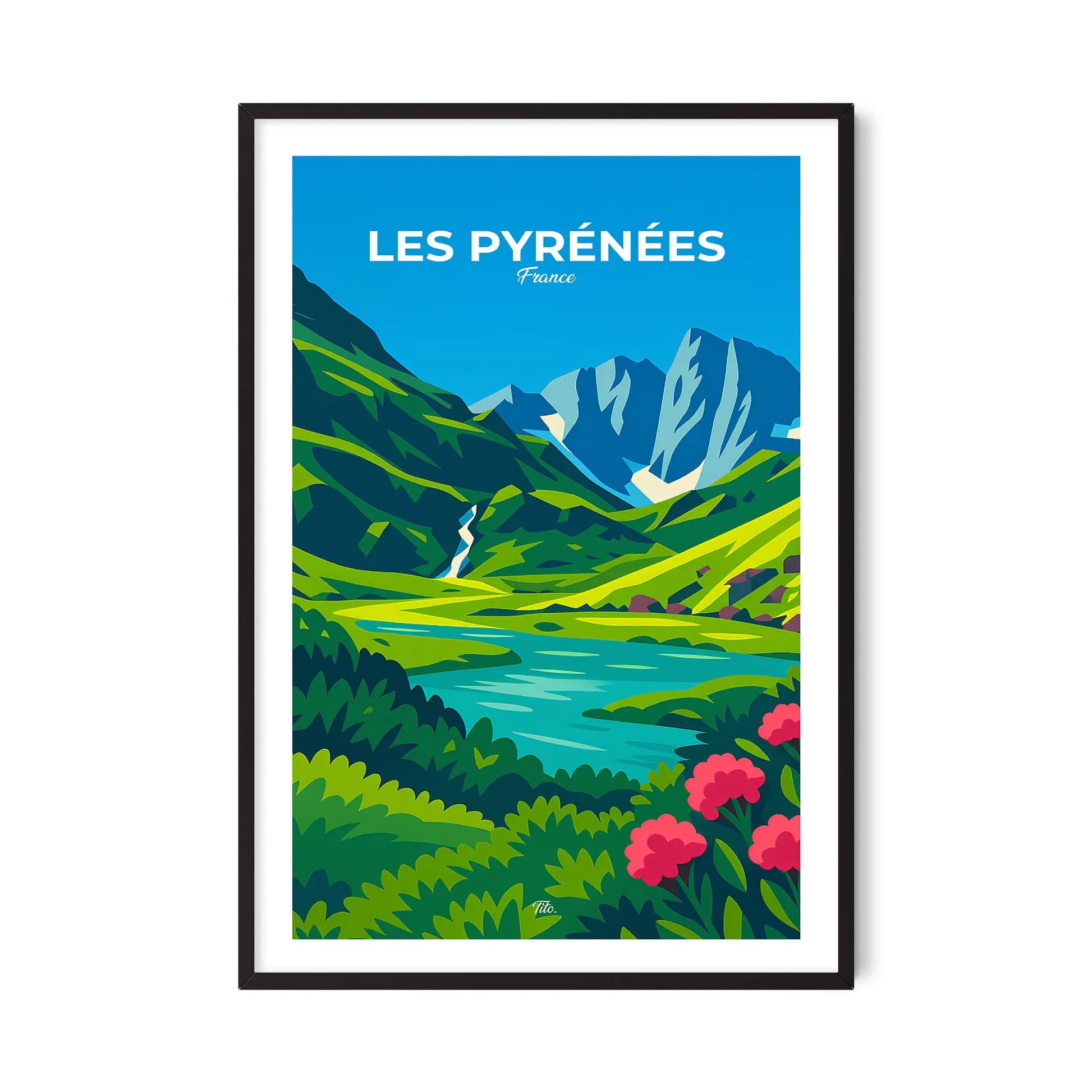 Affiche Pyrénées - Poster vintage, impression artistique murale