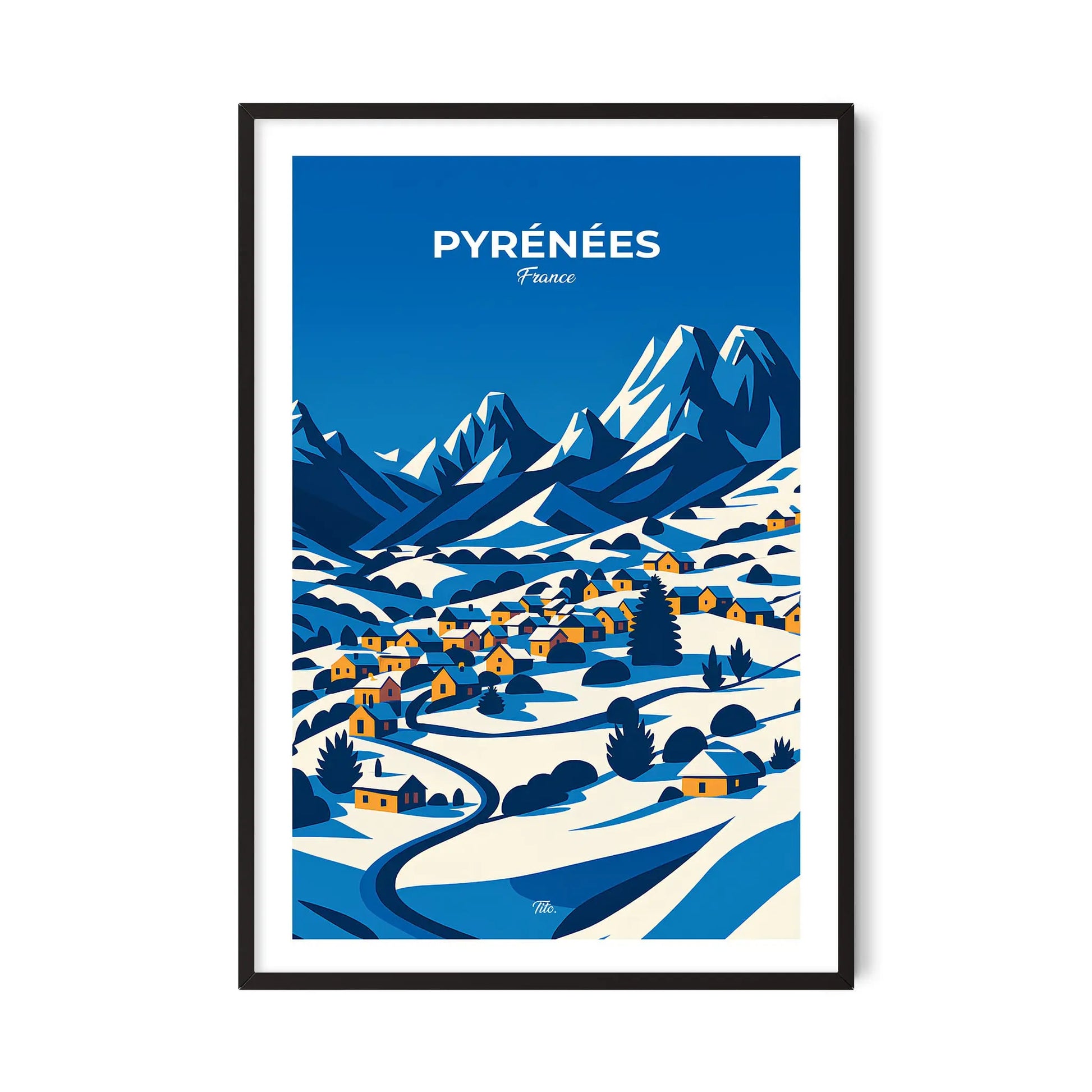 Affiche Pyrénées - Poster vintage, impression artistique murale