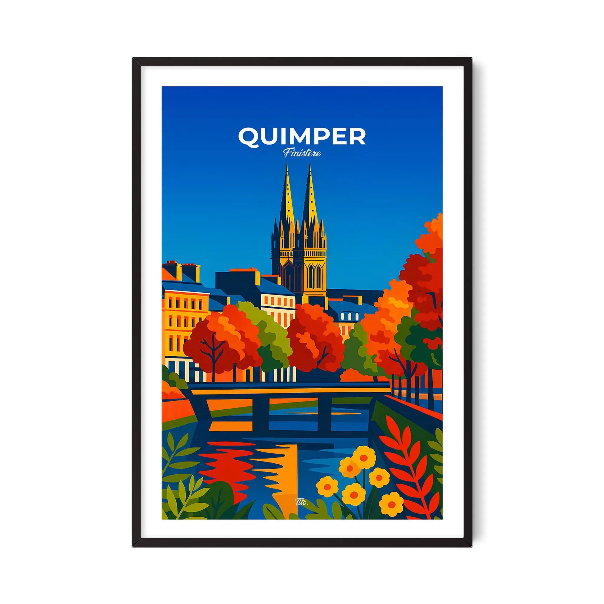 Affiche Quimper - Poster vintage, impression artistique murale