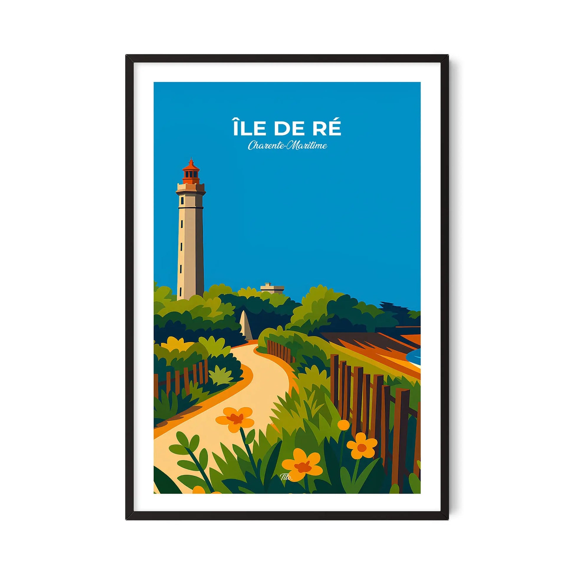 Affiche Île de Ré - Poster vintage, impression artistique murale