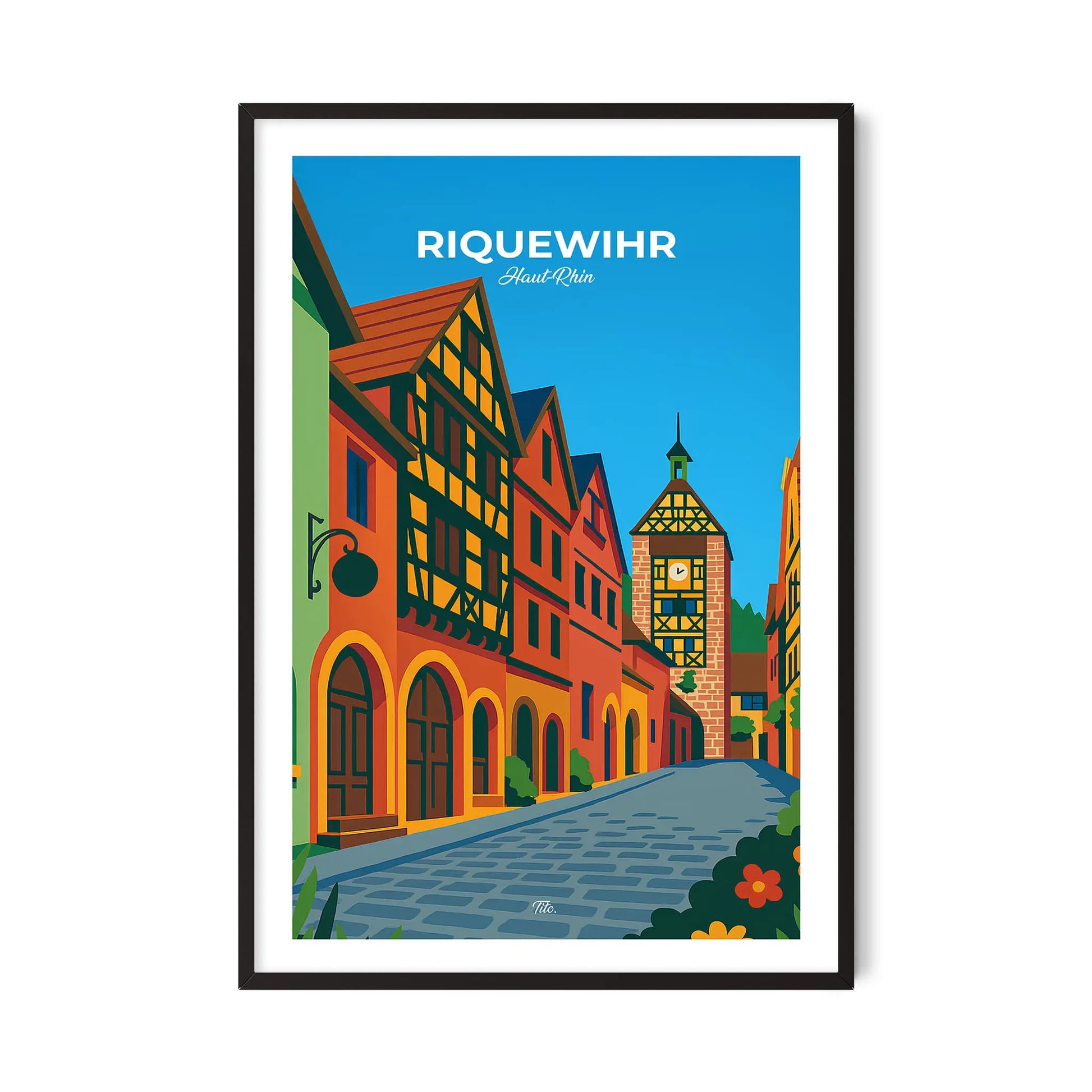 Affiche Riquewihr - Poster vintage, impression artistique murale