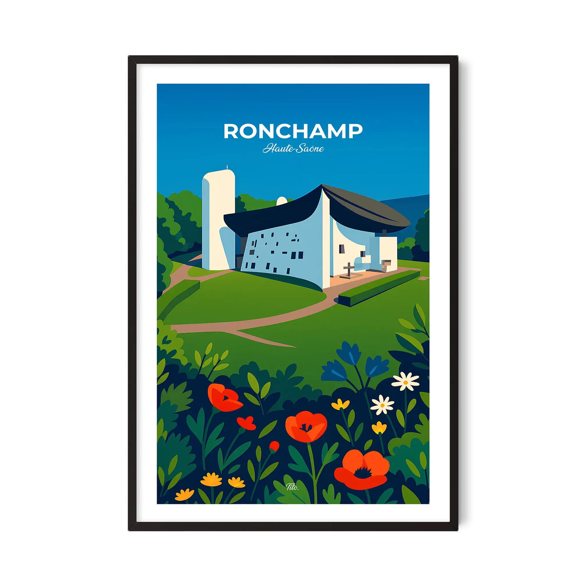 Affiche Ronchamp - Poster vintage, impression artistique murale