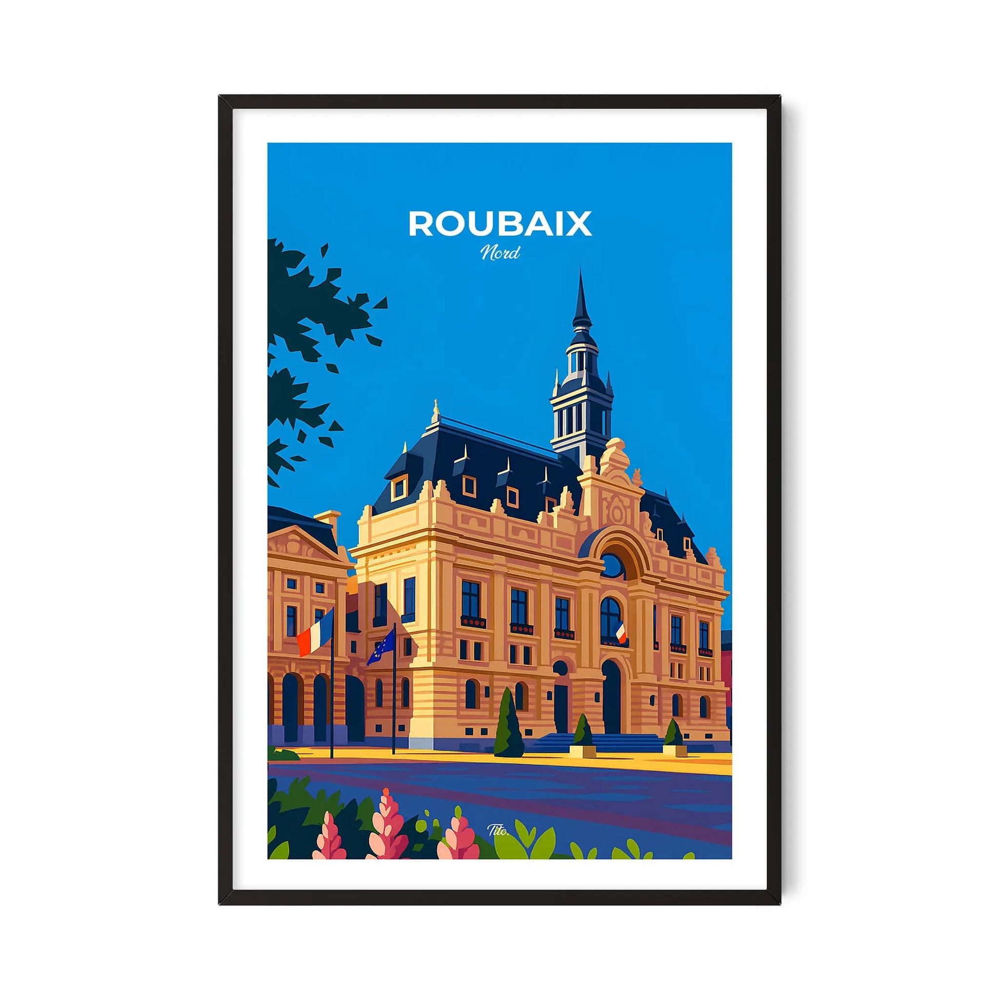 Affiche Roubaix - Poster vintage, impression artistique murale