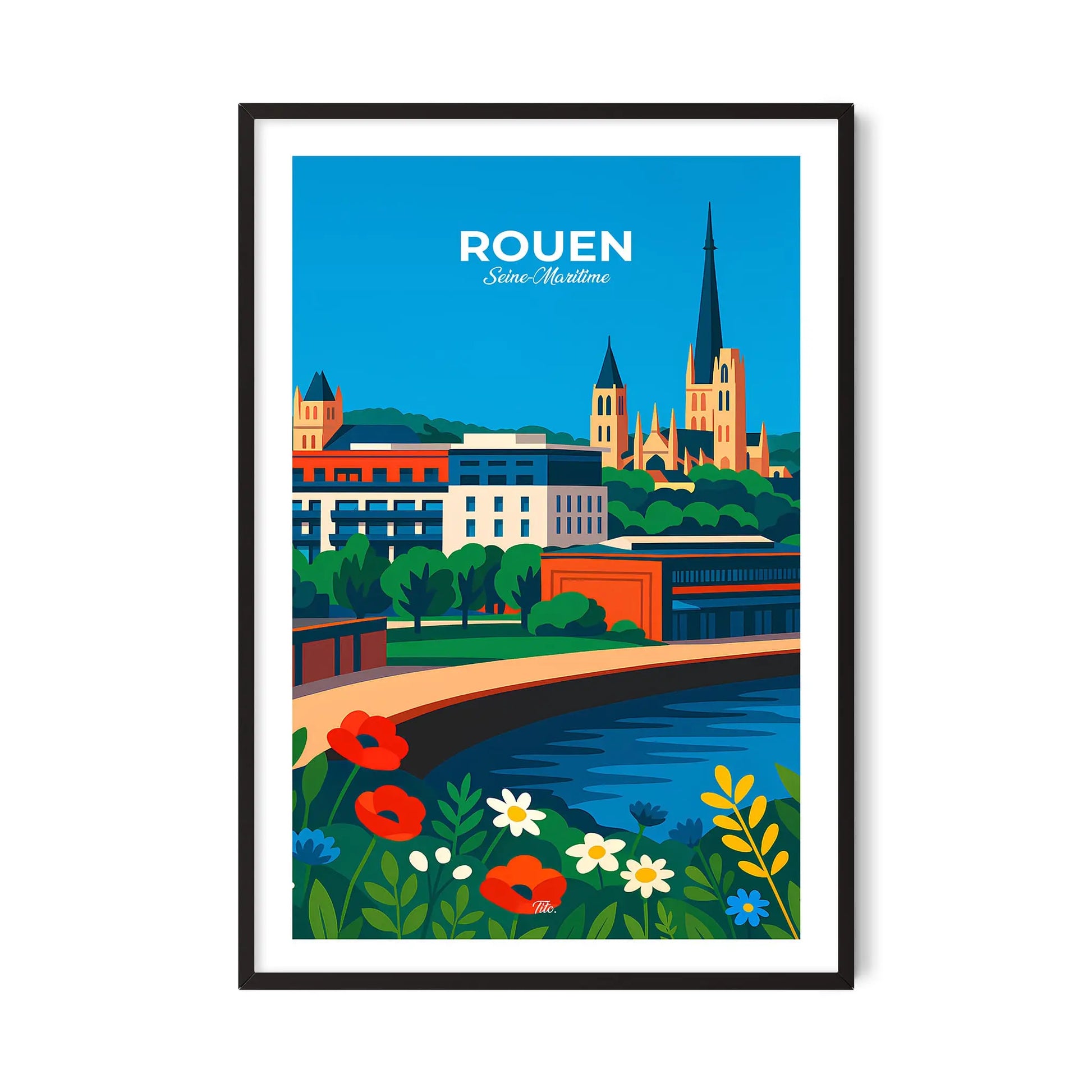 Affiche Rouen - Poster vintage, impression artistique murale