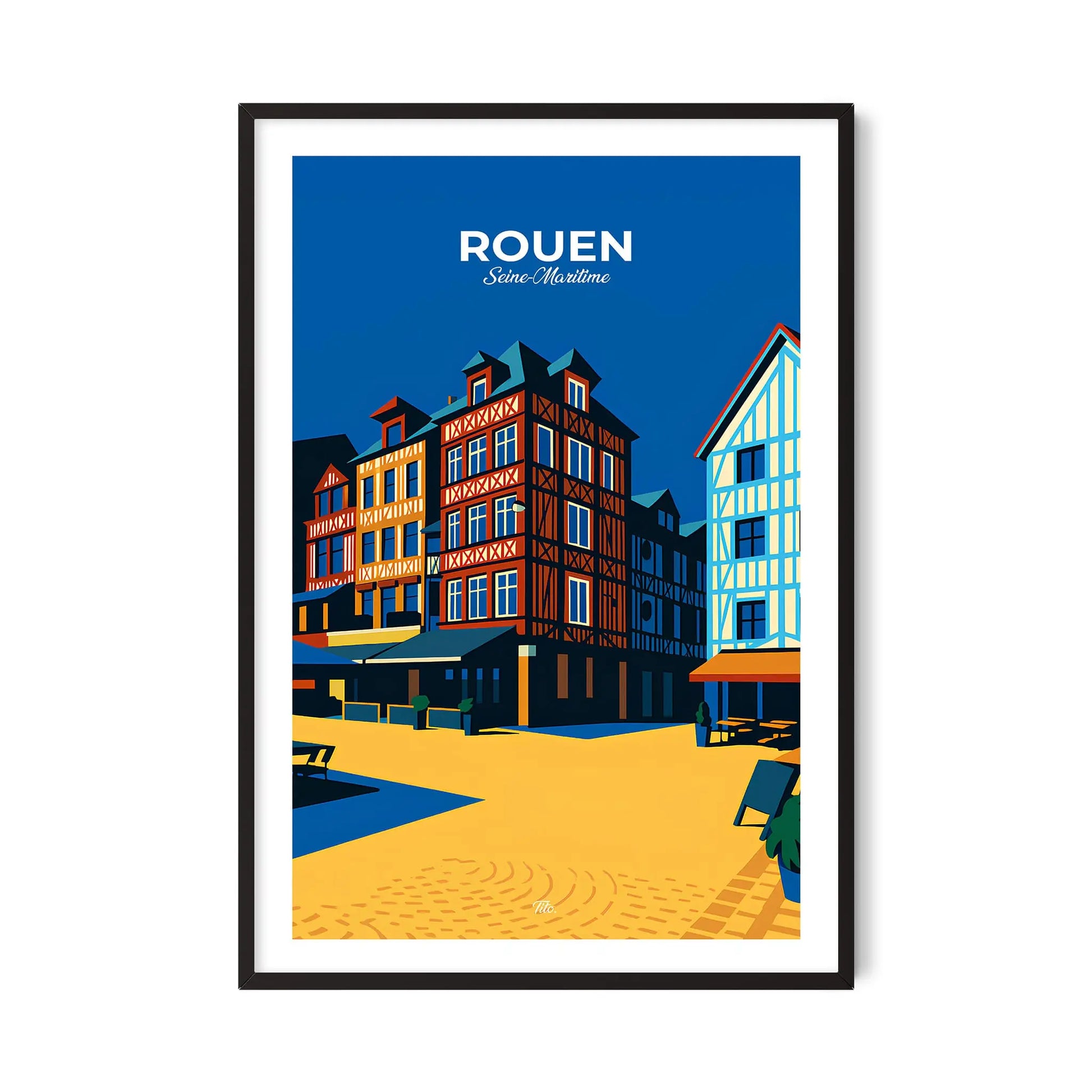 Affiche Rouen - Poster vintage, impression artistique murale