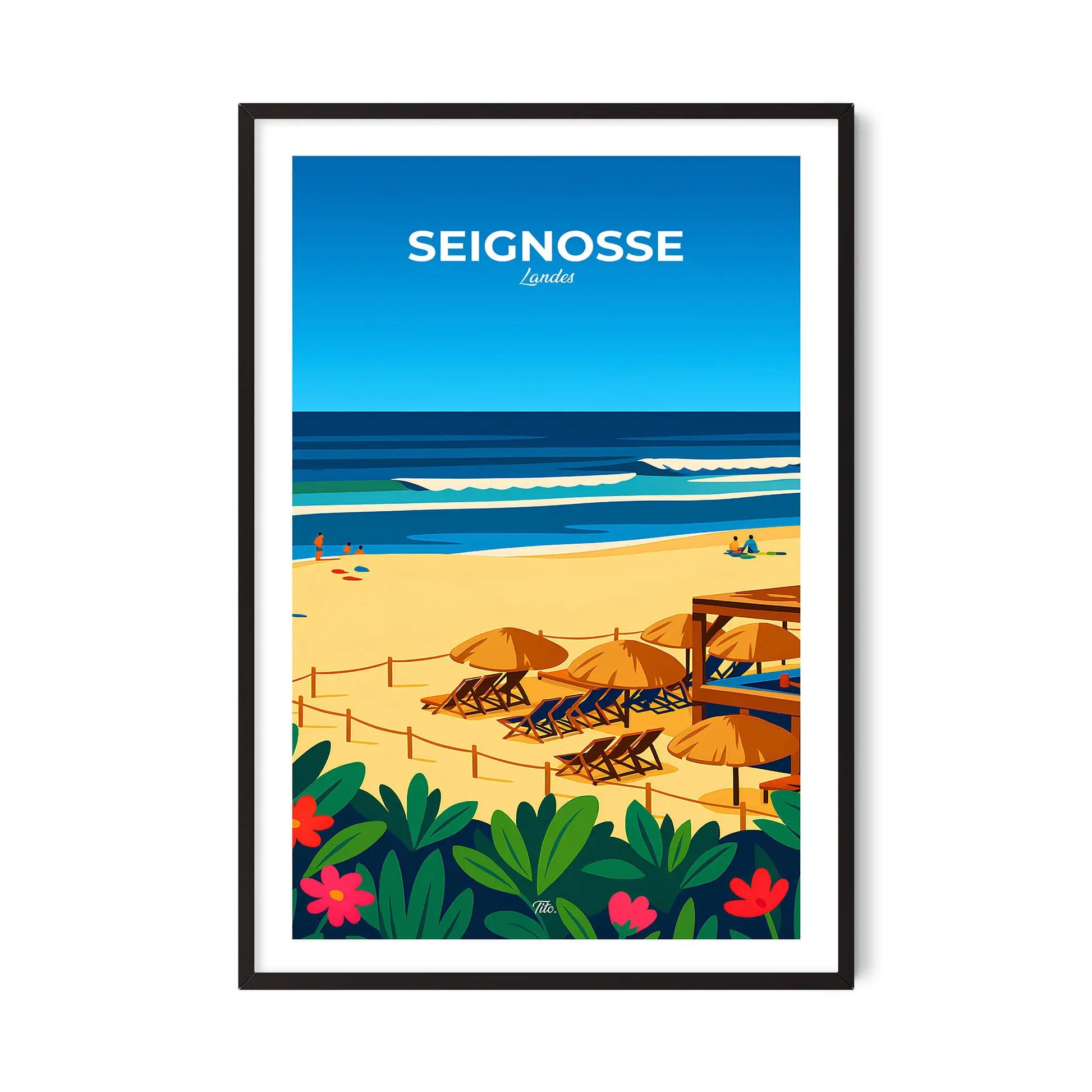 Affiche Seignosse - Poster vintage, impression artistique murale
