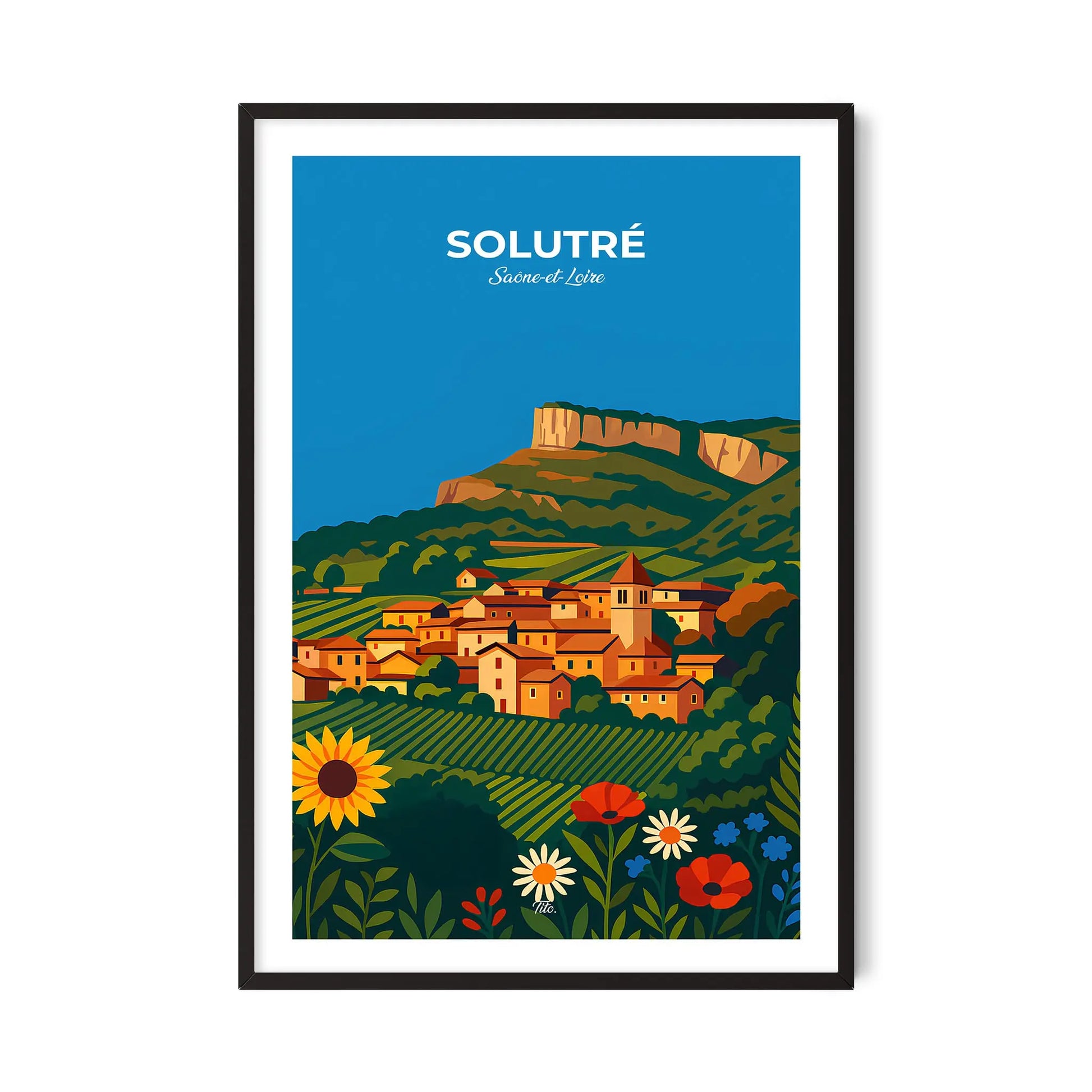 Affiche Solutré - Poster vintage, impression artistique murale