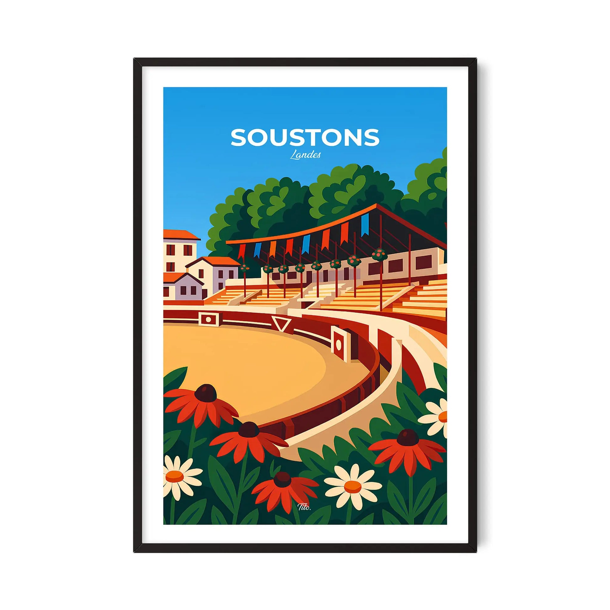 Affiche Soustons - Poster vintage, impression artistique murale