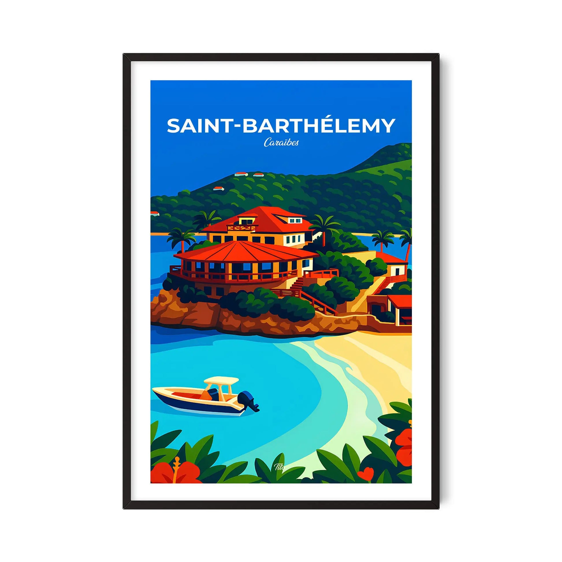 Affiche Saint-Barthélemy - Poster vintage, impression artistique murale