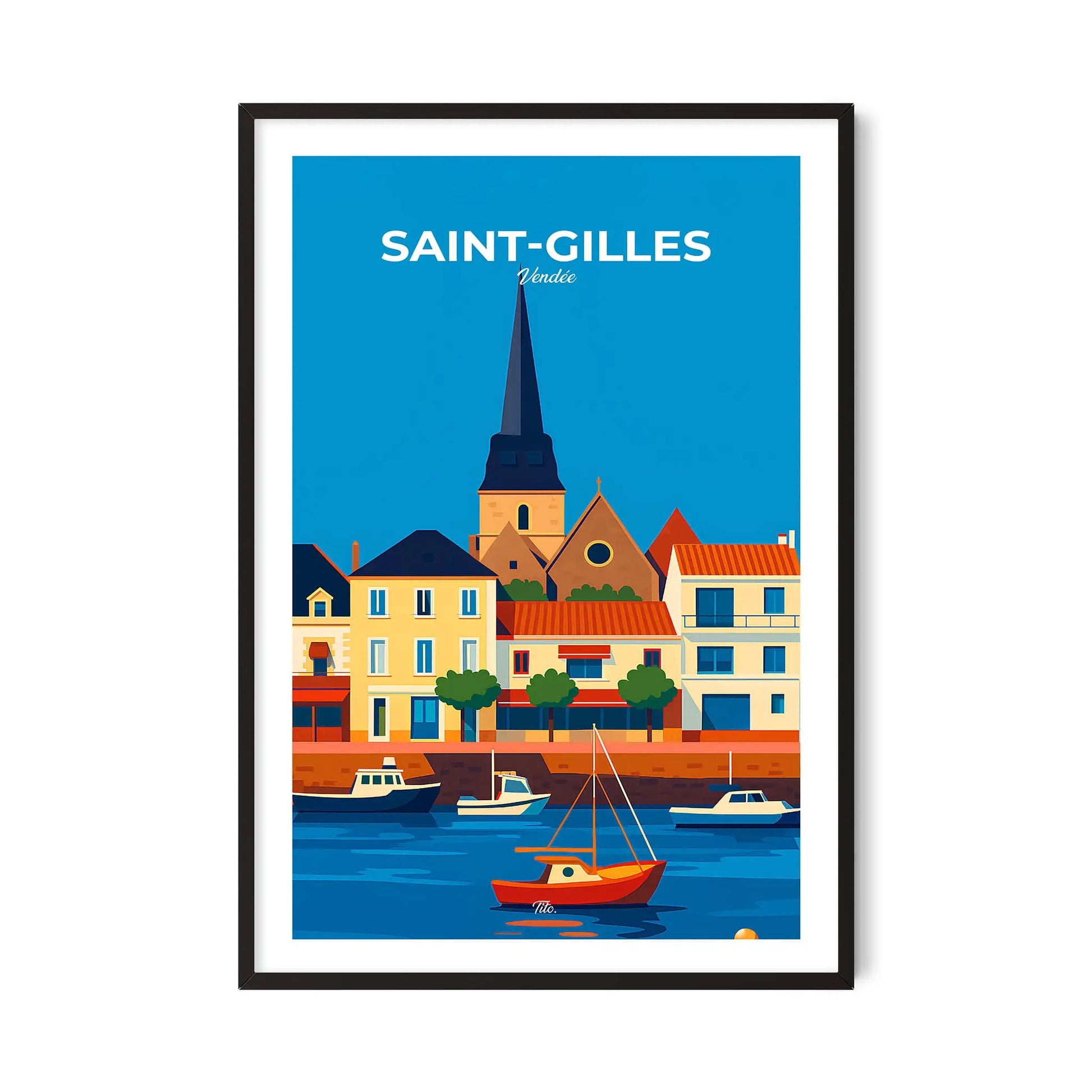 Affiche Saint-Gilles-Croix-de-Vie - Poster vintage, impression artistique murale