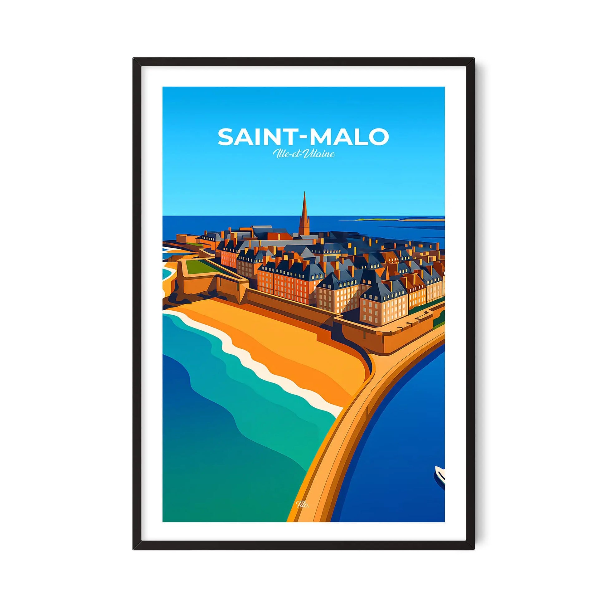 Affiche Saint-Malo - Poster vintage, impression artistique murale