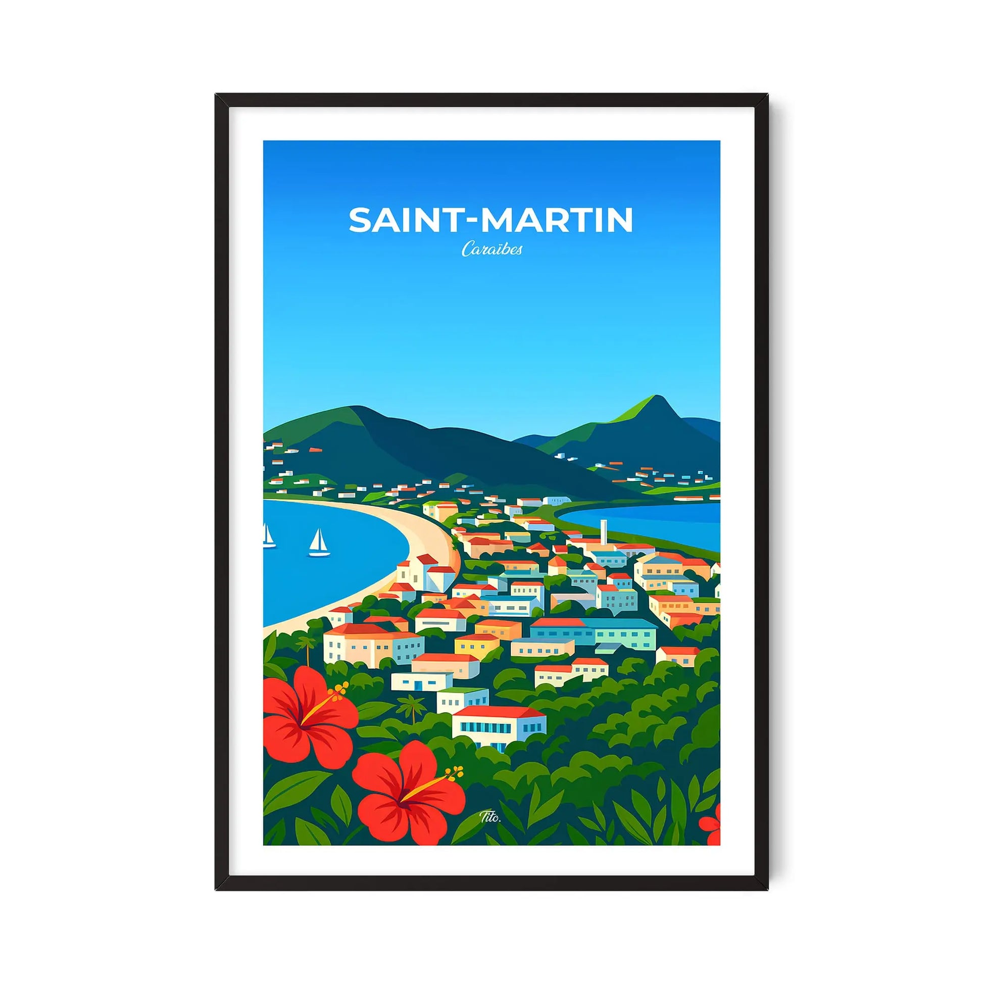 Affiche Saint-Martin - Poster vintage, impression artistique murale